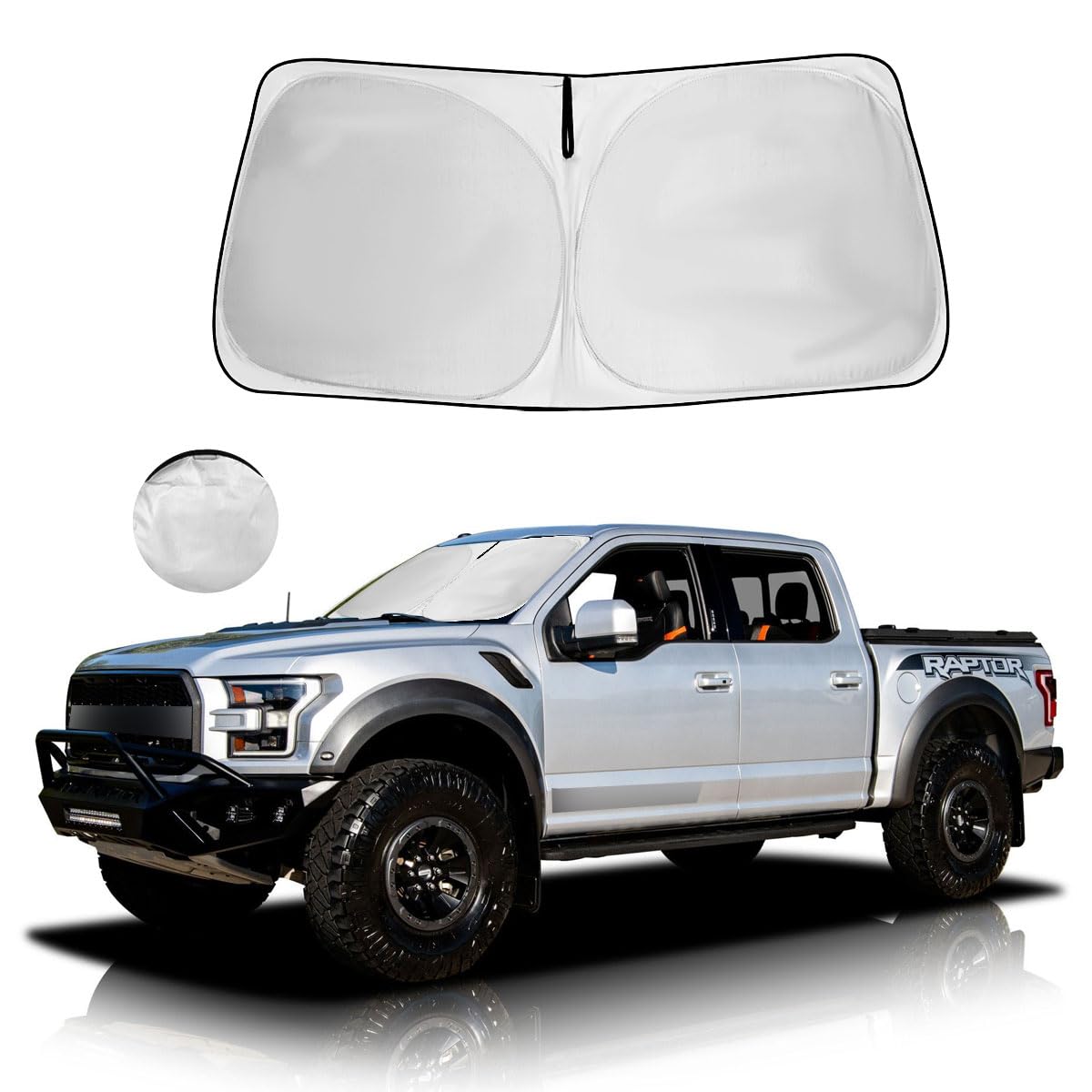 Car Windshield Sun Shade Foldable Sunshade Protector For 2015-2020 Ford F-150 F150 Lariat, King Ranch, Platinum, Xl Xlt Limited