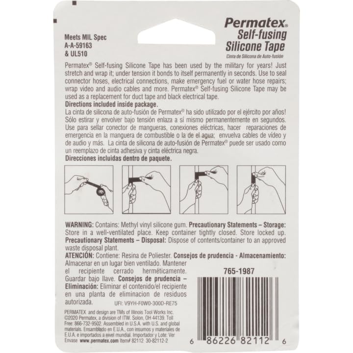 Permatex 82112 1'' X 10' Self-Fusing Silicone Tape