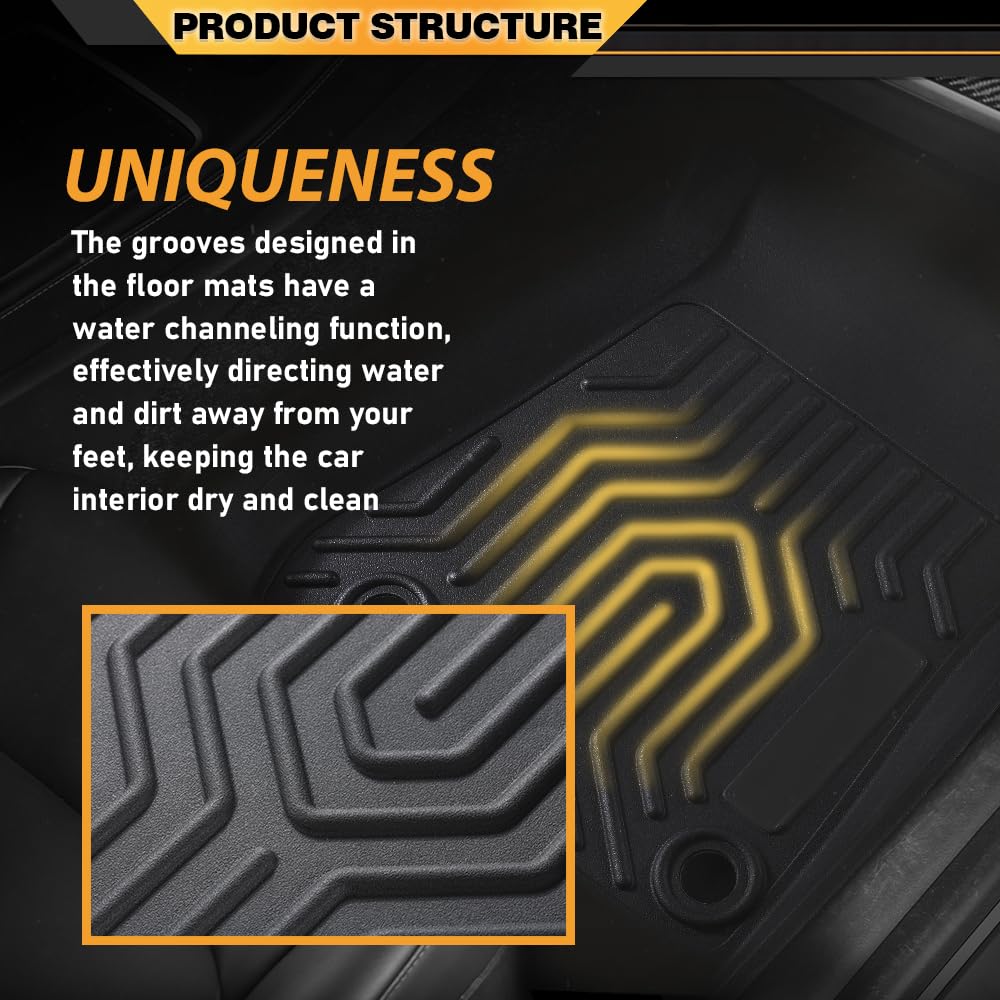 G-PLUS TPE Floor Mats Compatible with Jeep Wrangler JL Unlimited 4 Door 2018-2024(Not Fit for JK or 4XE) 1st & 2nd Row All Weath