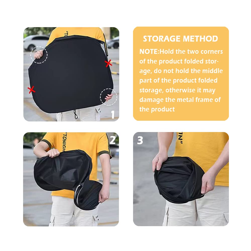 Front Windshield Portable Folding Sun Blocker - Uv & Heat Resistant, Keeps Car Cool - Universal Fit For Car, Truck, Suv (Xl 62.9