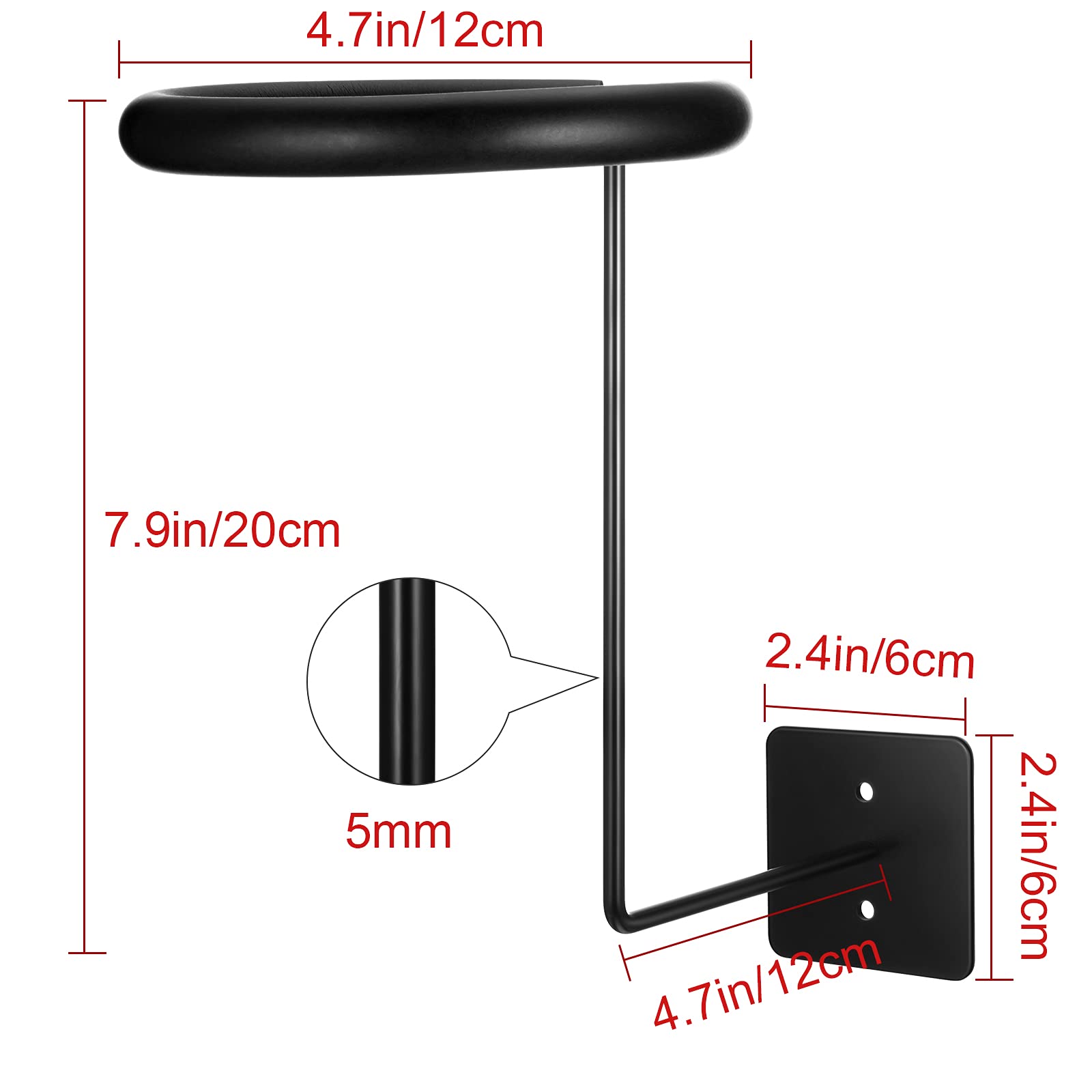 Wall-mounted Motorcycle Accessories Black Helmet Holders Metal Helmet Hangers Multifunctional Helmet Racks with Sponge Tubes and