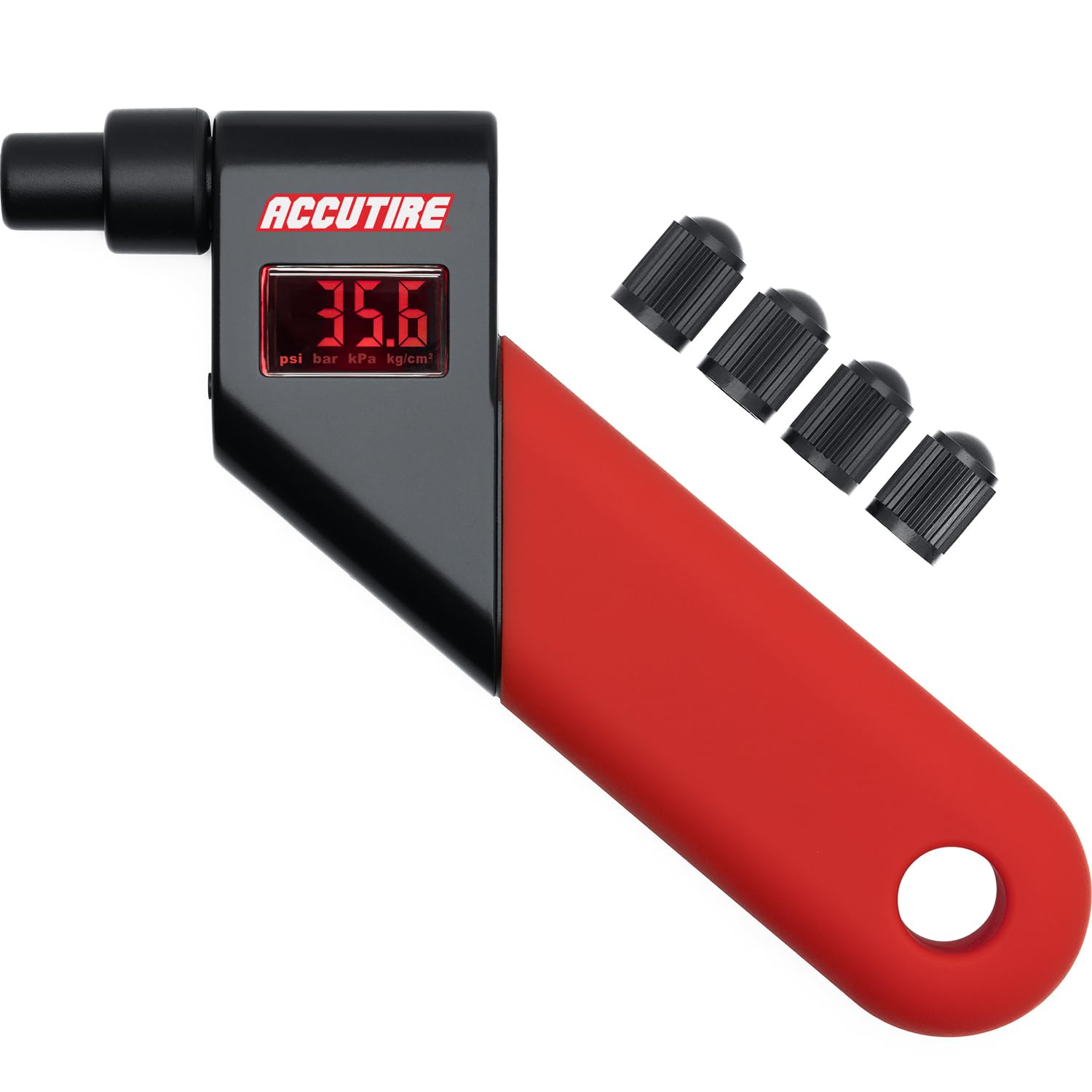Accutire MS4021R Digital Tire Pressure Gauge with 4 Valve Caps