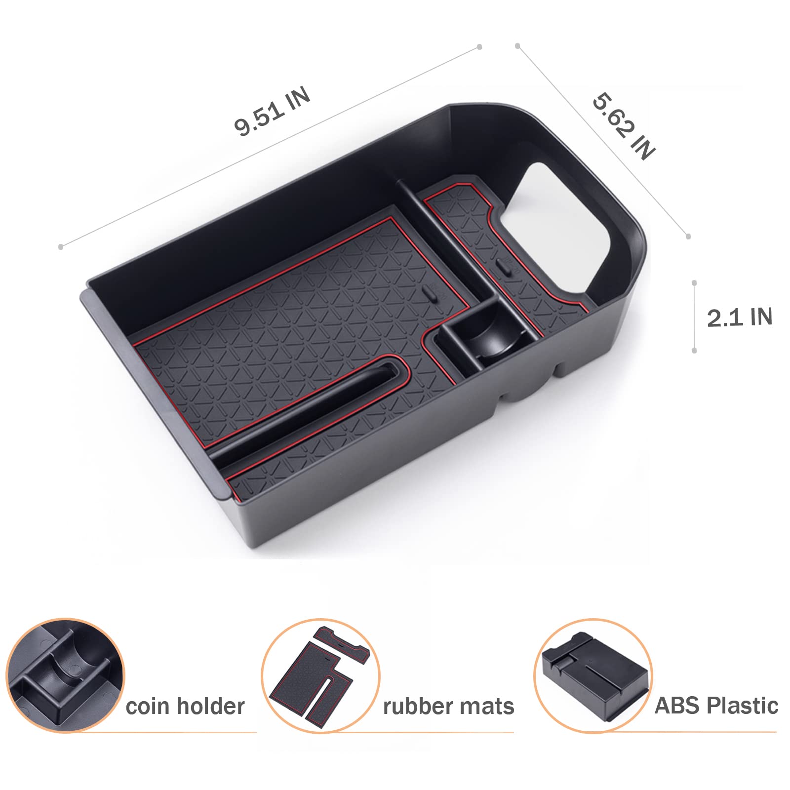 Topinstall Red Center Console Tray Compatible With Rav4 2023 2022 2021 2020 2019 Accessories, Armrest Box Organizer Insert Abs Plastic Storage Box