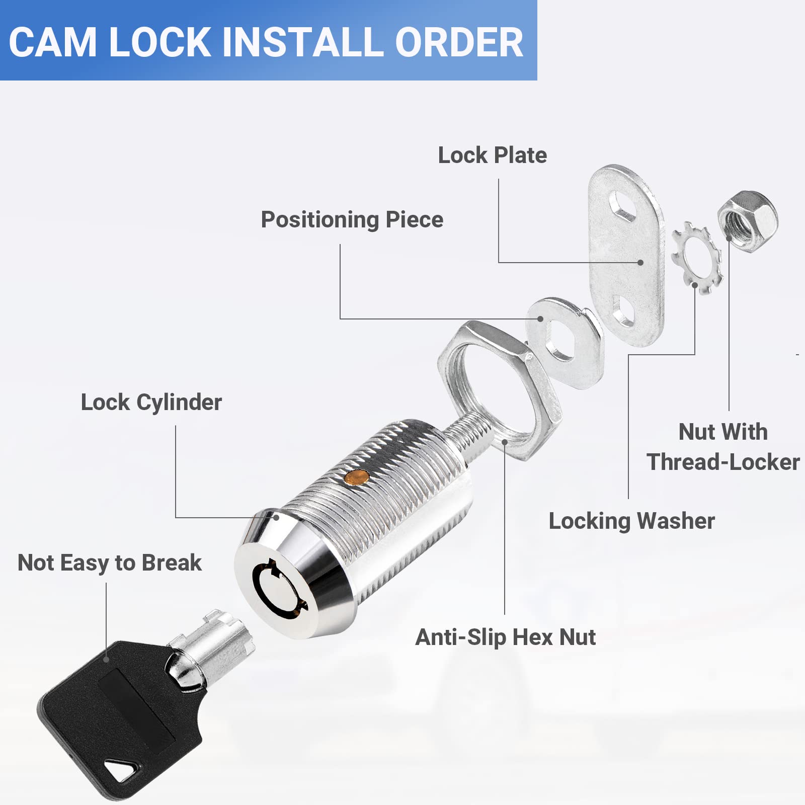 Sissinda Cam Lock Rv Storage Locks Keyed Alike,1-1/8'' Fits On 7/8'' Max Door Thickness, Rv Locks For Compartment Door, Camper,