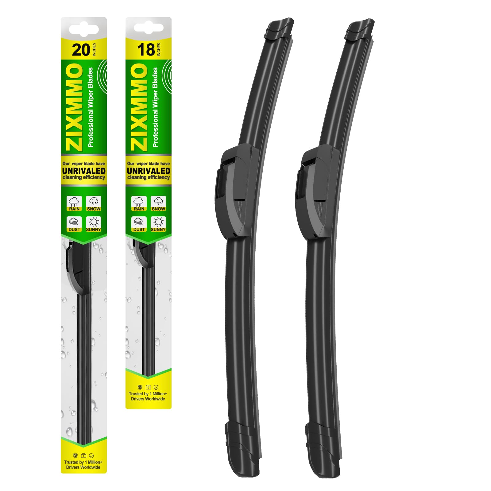Zixmmo Quality 20In + 18In Premium All-Season Windshield Wiper Blades For Original Equipment Replacement(Set Of 2)