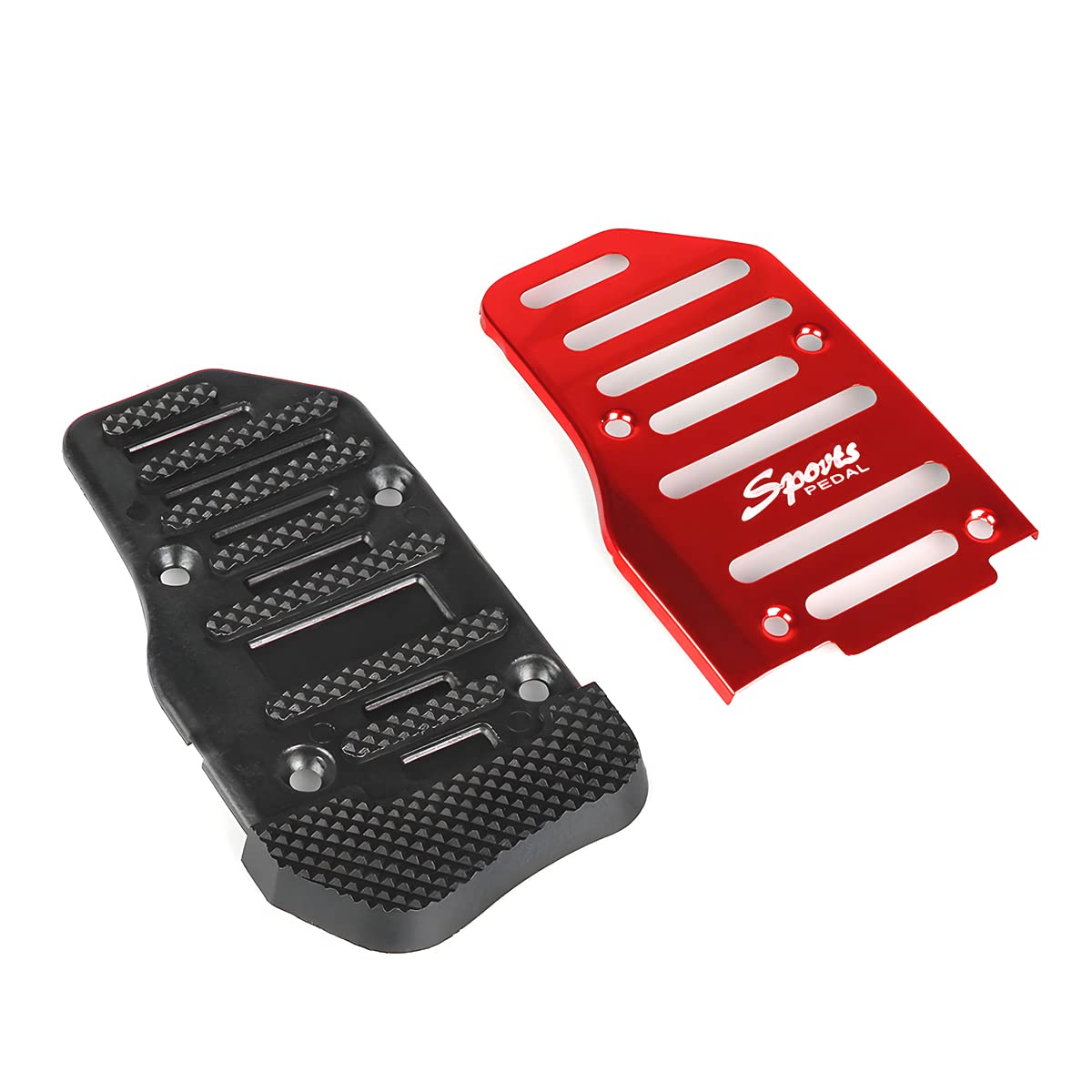 Moly Magnolia 3Pcs Nonslip Car Pedal Pads, Aluminum Auto Manual Transmission Brake Pad Cover, Sports Gas Fuel Petrol Clutch Foot Pedals, Car Replacement Accessories Universal For Car, Suv, Atv (Red)