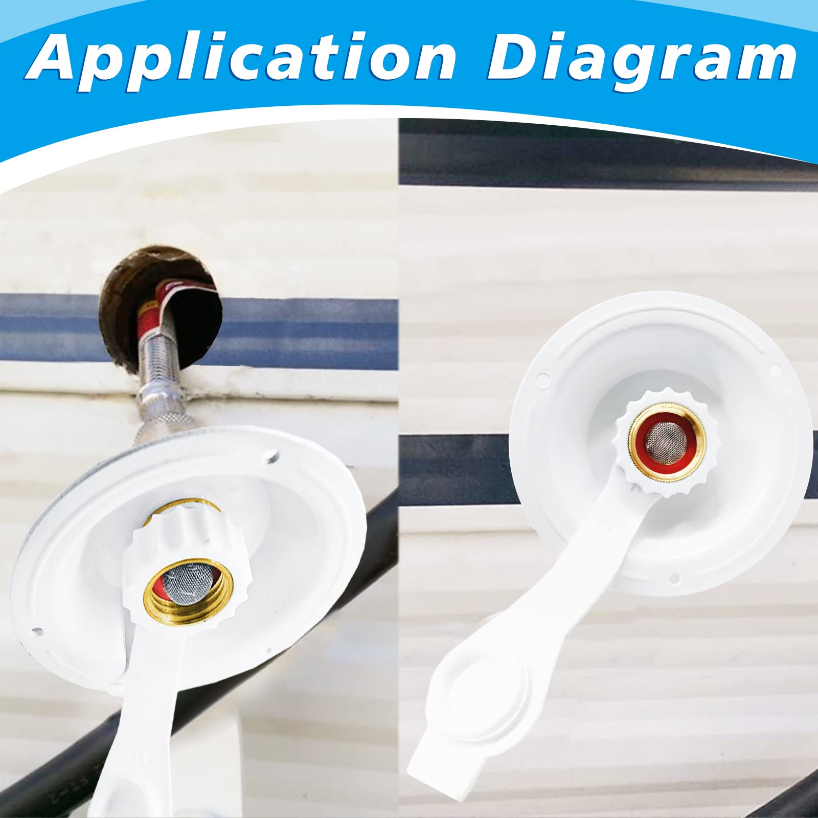 Boltigen RV City Water Inlet with Check Valve, 3/4 NH Female to 1/2 NPT, Lead-free Brass, White Big Flange