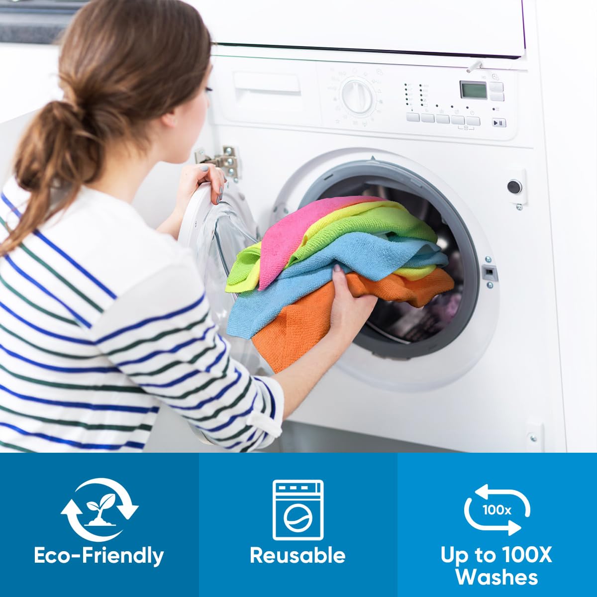 UNIMADE Microfiber Cleaning Cloths, 150PK Lint-Free Reusable Rags, 11.5"x11.5", Multicolor for Car, Kitchen, Garage, and Automotive Use