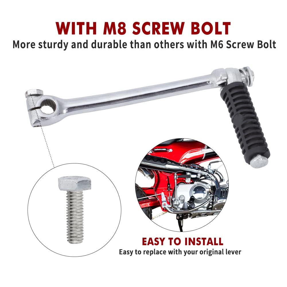 motoparty Kickstart Lever Starter for Honda Z50 C70 CT70 XL70 S90 - Silver, Model MTP-M07-H-05