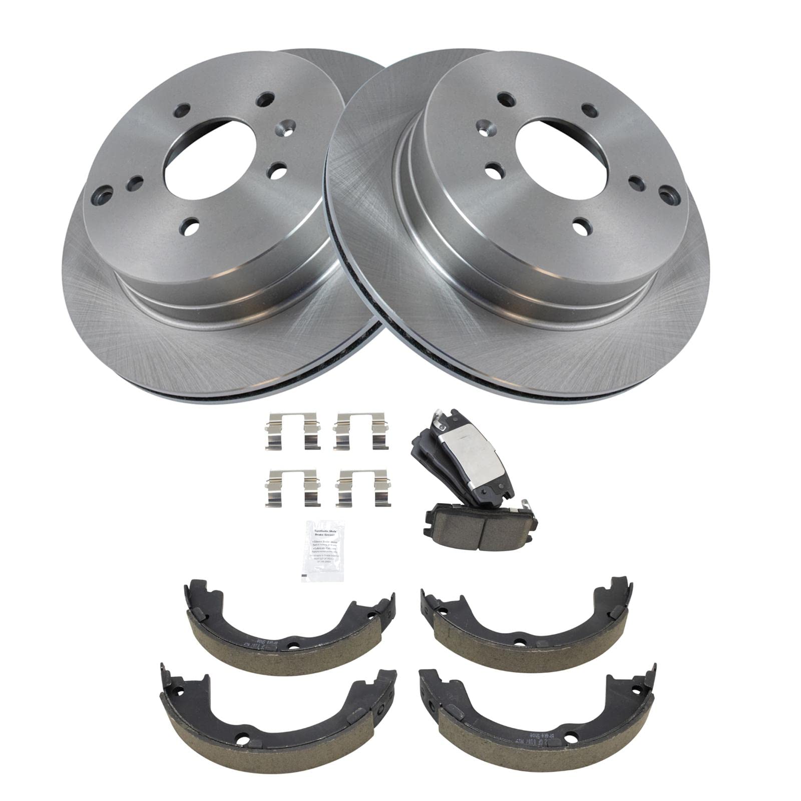 Trq Rear Brake Pad & Rotor Kit Brake Pads Brake Rotor Parking Brake Shoe Set Ceramic Compatible With 2015 Chevrolet Captiva Spor