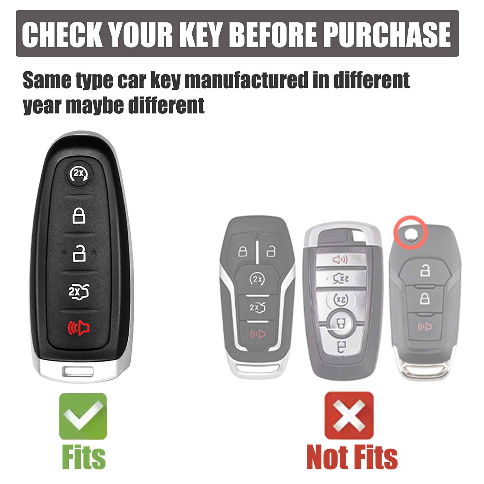 Gematay For Ford Key Fob Cover With Keychain Lanyard, Soft Tpu Key Fob Protector Compatible With Ford C-Max Edge Escape Expediti