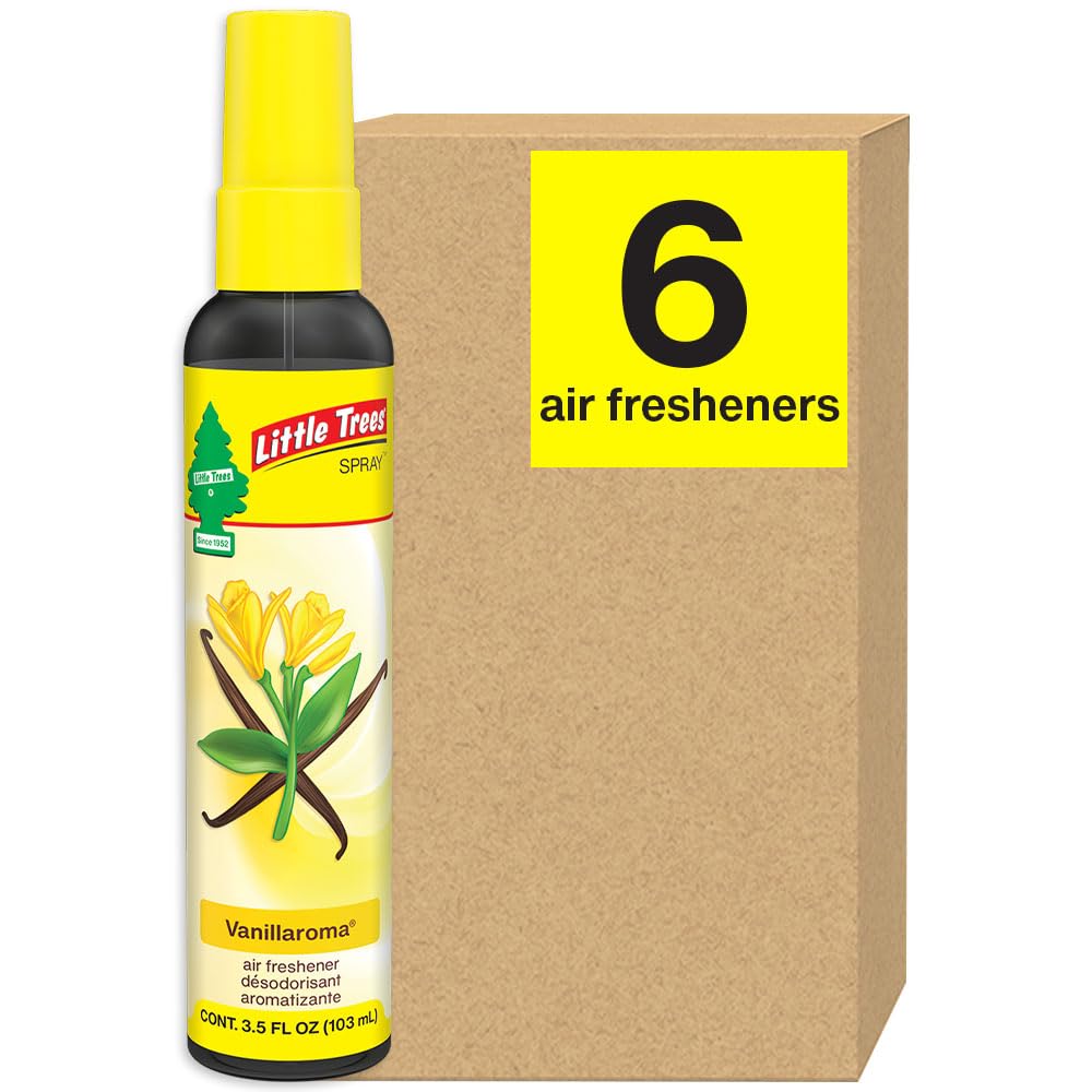 LITTLE TREES Car Air Freshener. SPRAY Provides a Long-Lasting Scent for Auto or Home. On-the-go Freshness. Vanillaroma, (Pack of