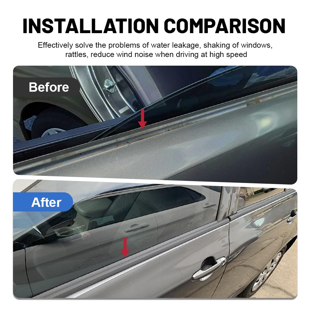 Newsmarts 4pcs Weatherstrip Window Seal Car Window Moulding Trim Seal Belt for Toyota Corolla 2009 2010 2011 2012 Replaces# 7573
