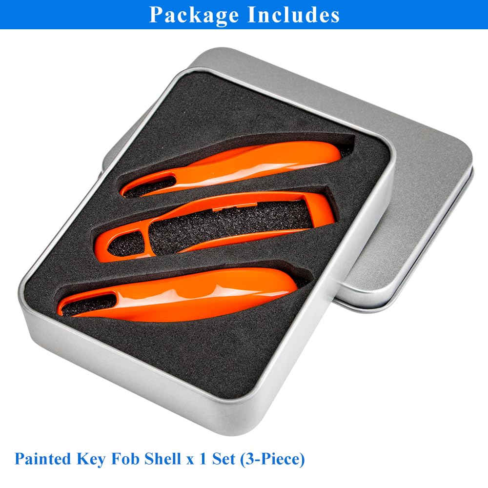 AeroBon Key Cover Fob Shell – 3-Piece Set, MK1 Size, Orange, Durable ABS Compatible with Porsche