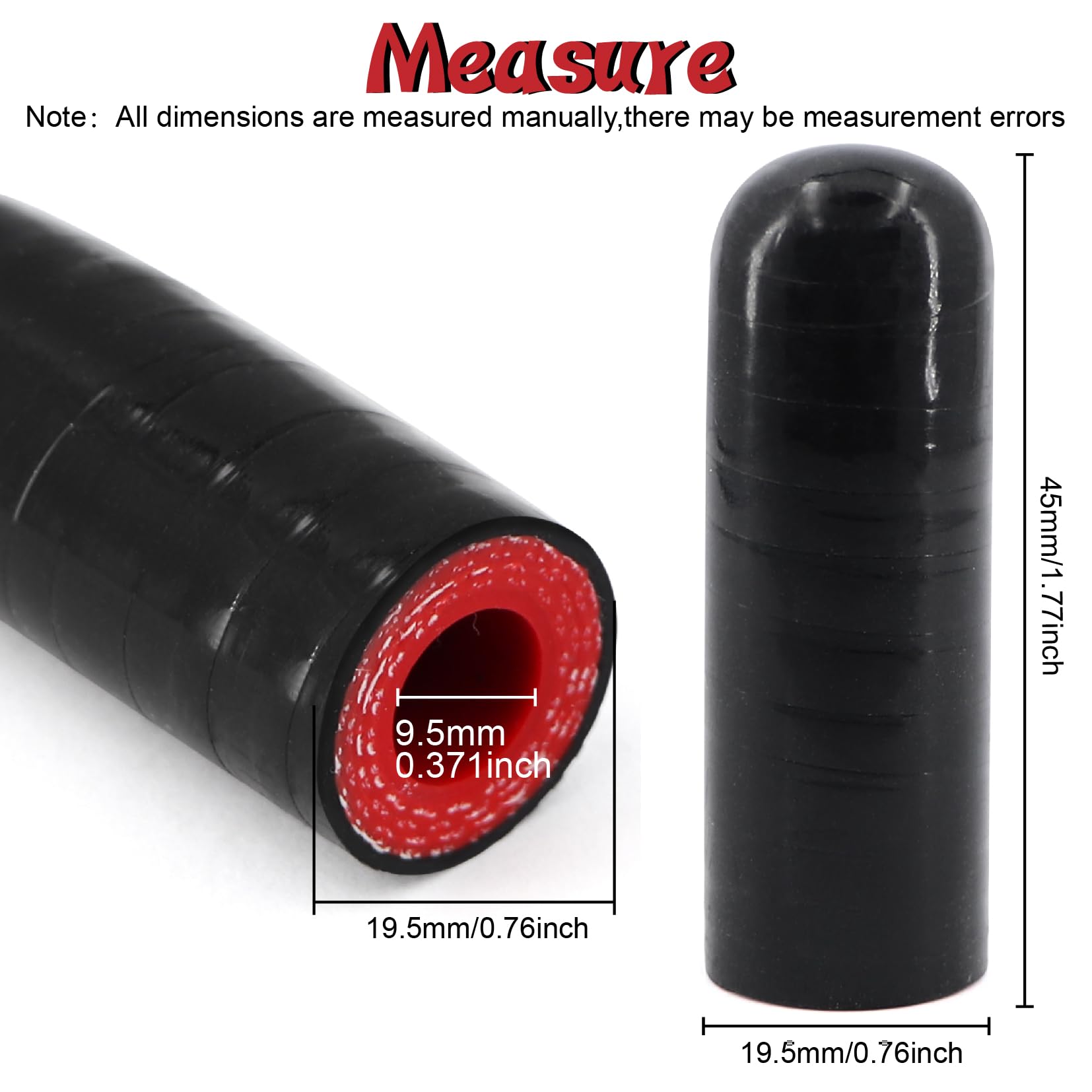 2Pcs High Temperature 4-Ply Reinforced Silicone Hose Cap ID 3/8 Inch(9.5mm) Hose End Plug for Turbo Bypass Valve/Throttle Body W