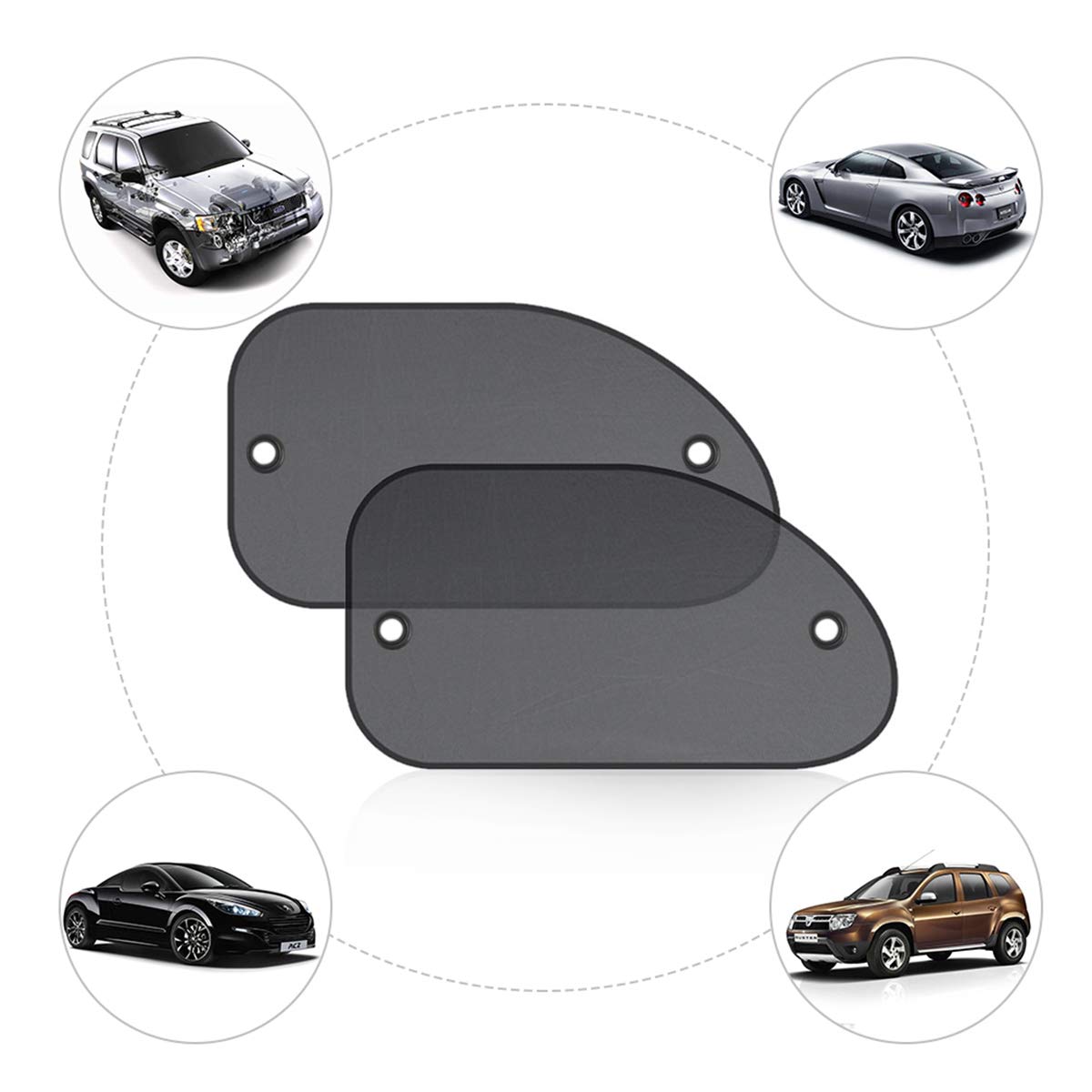 2 Pack Universal Car Window Shade, Cling Sunshade - Sun, Glare And Uv Rays Protection For Your Child - Baby Side Window Car Sun Shades, Blocks Over 98% Of Harmful Uv Rays (Large)