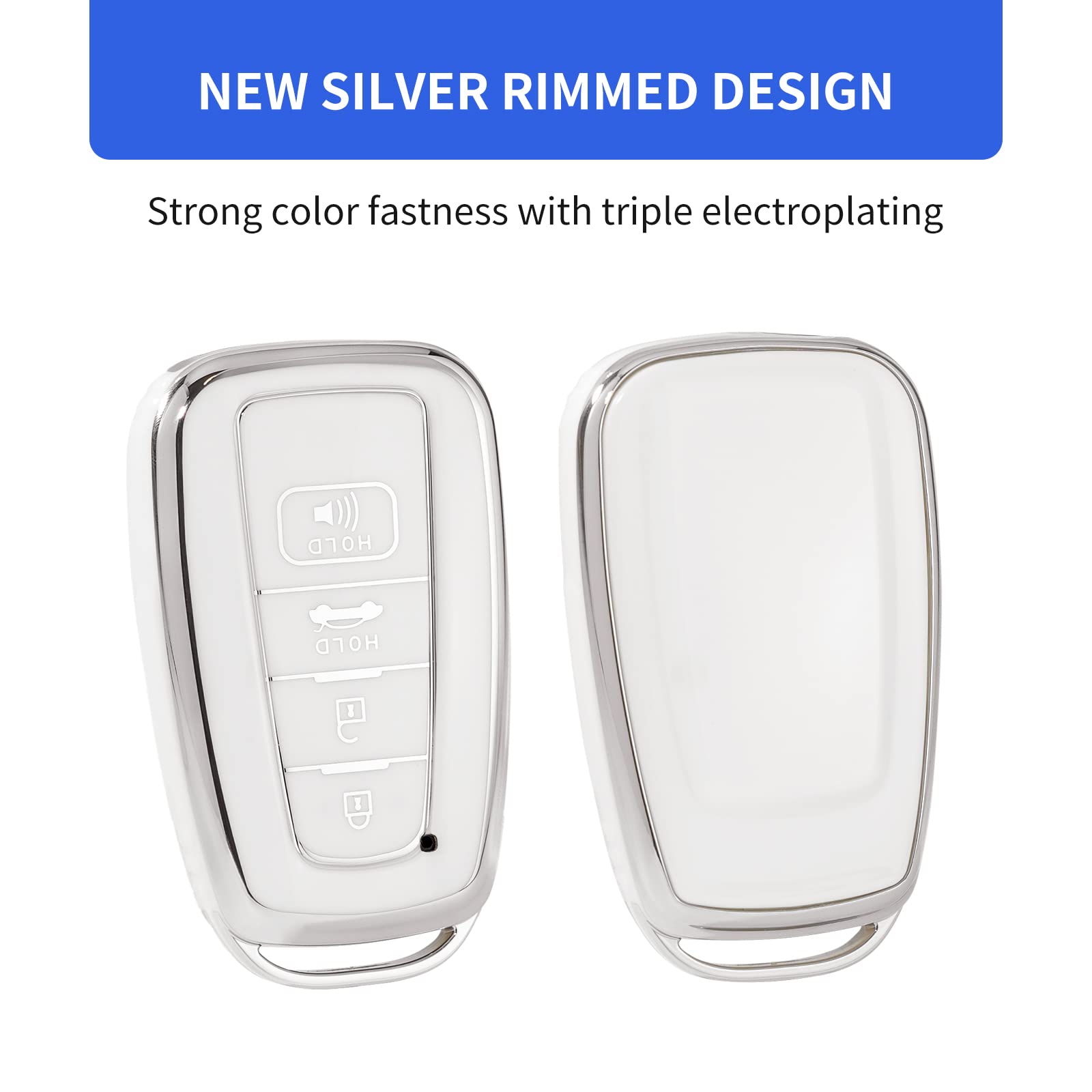 OFFCURVE Compatible with Toyota Camry RAV4 Key Fob Cover with Keychain, for Highlander Corolla Avalon C-HR Prius GT86 Key Fob Co