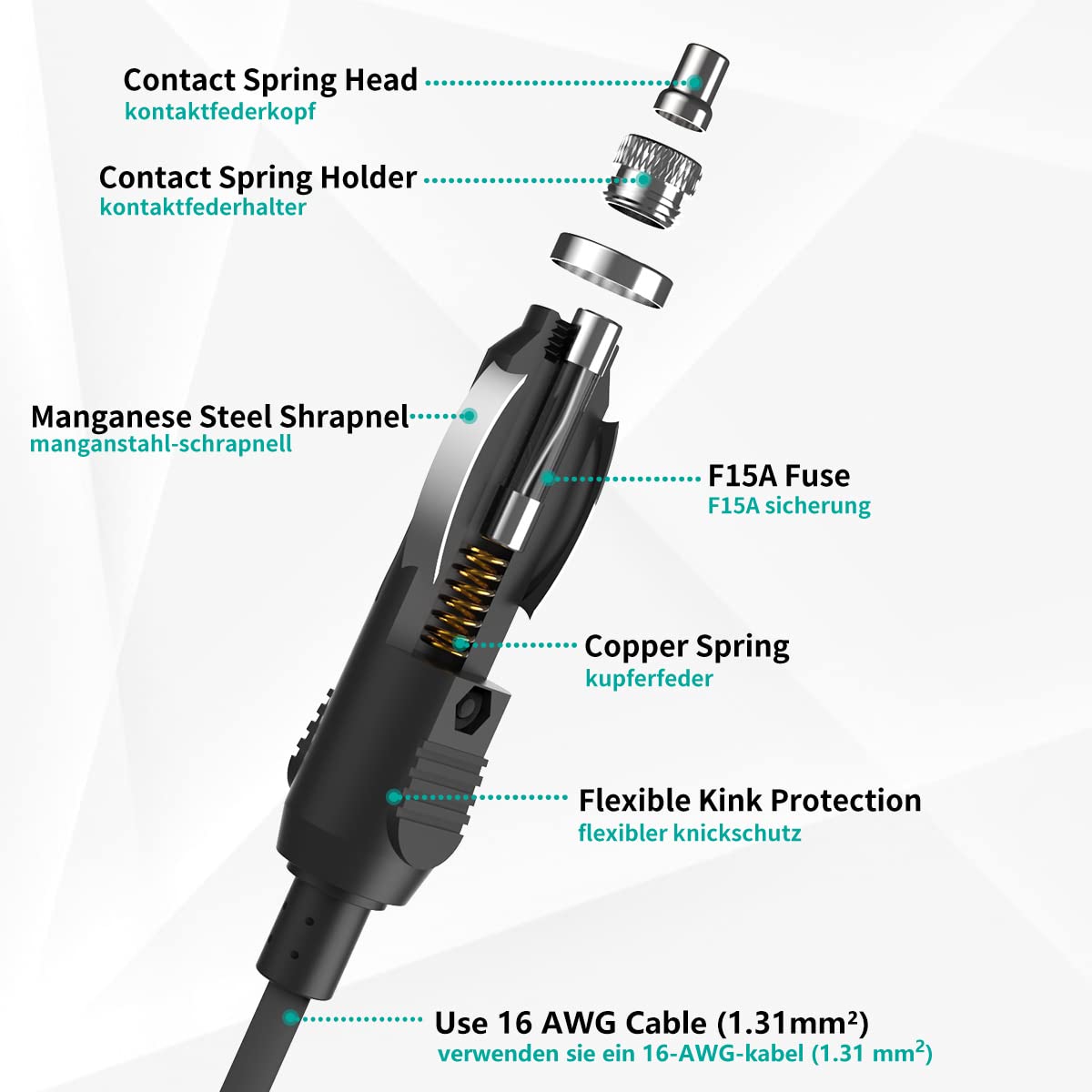 Cigarette Lighter Extension Cable 3.6M-12Ft 16Awg Male To Female Socket, Dc 12V/24V Cigarette Lighter Socket Power Outlet With 1