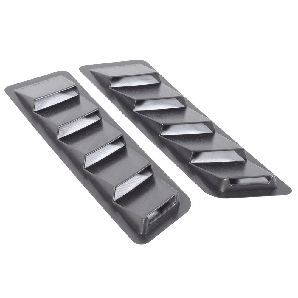 Ikon Motorsports Front Hood Vent Universal Fit For Most Vehicles Cars 17In X 5In Matte Black Abs Air Flow Hood Vent Scoop Bonnet Cover 2Pc