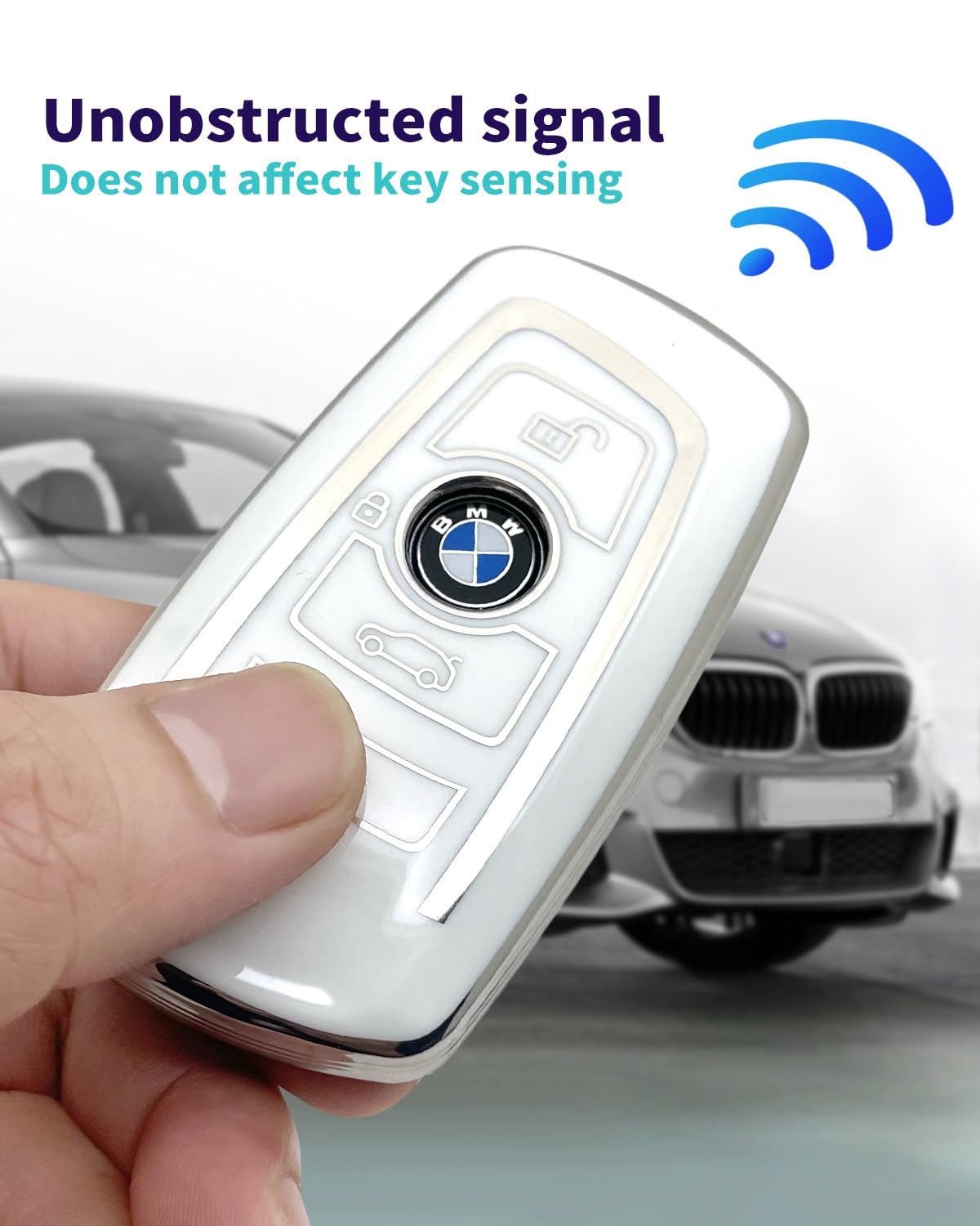 HAOYOUMEI TPU Key Cover for BMW 1 2 3 4 5 6 7 X1 X3 X4 X5 M5 M6 - Type A, White