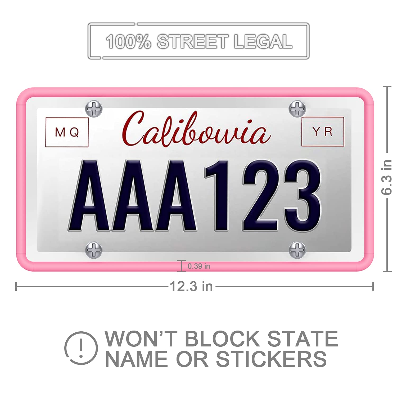 Qiqamole 1 Pack Silicone License Plate Frame, Front Back License Plate Cover, License Plate Bracket Holder Rust-Proof, Rattle-Proof, Weather-Proof For Us And Ca Standard Car (Pink)