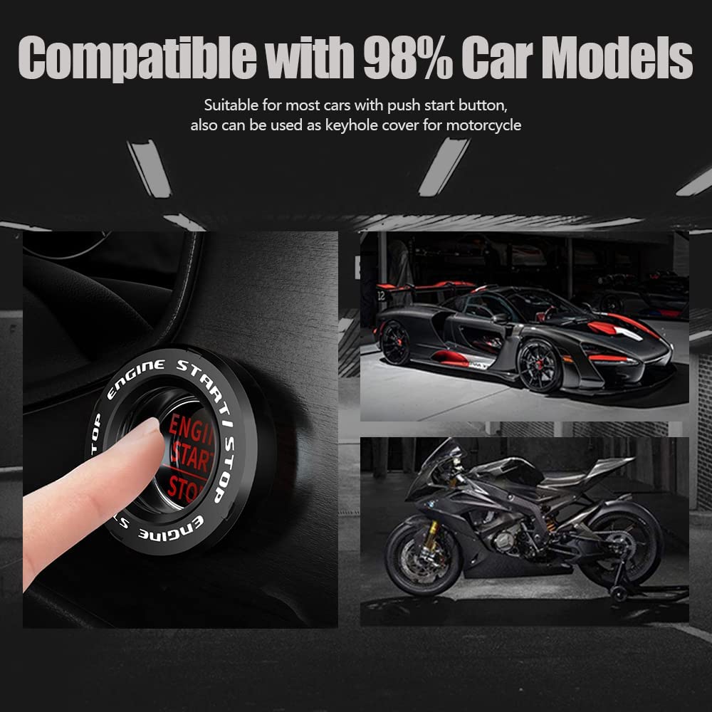 Tybasthe Push Start Button Cover - Zinc Alloy, Black Venom Design, Car Engine Start/Stop Protector, Motorcycle Key Ignition Switch Cover