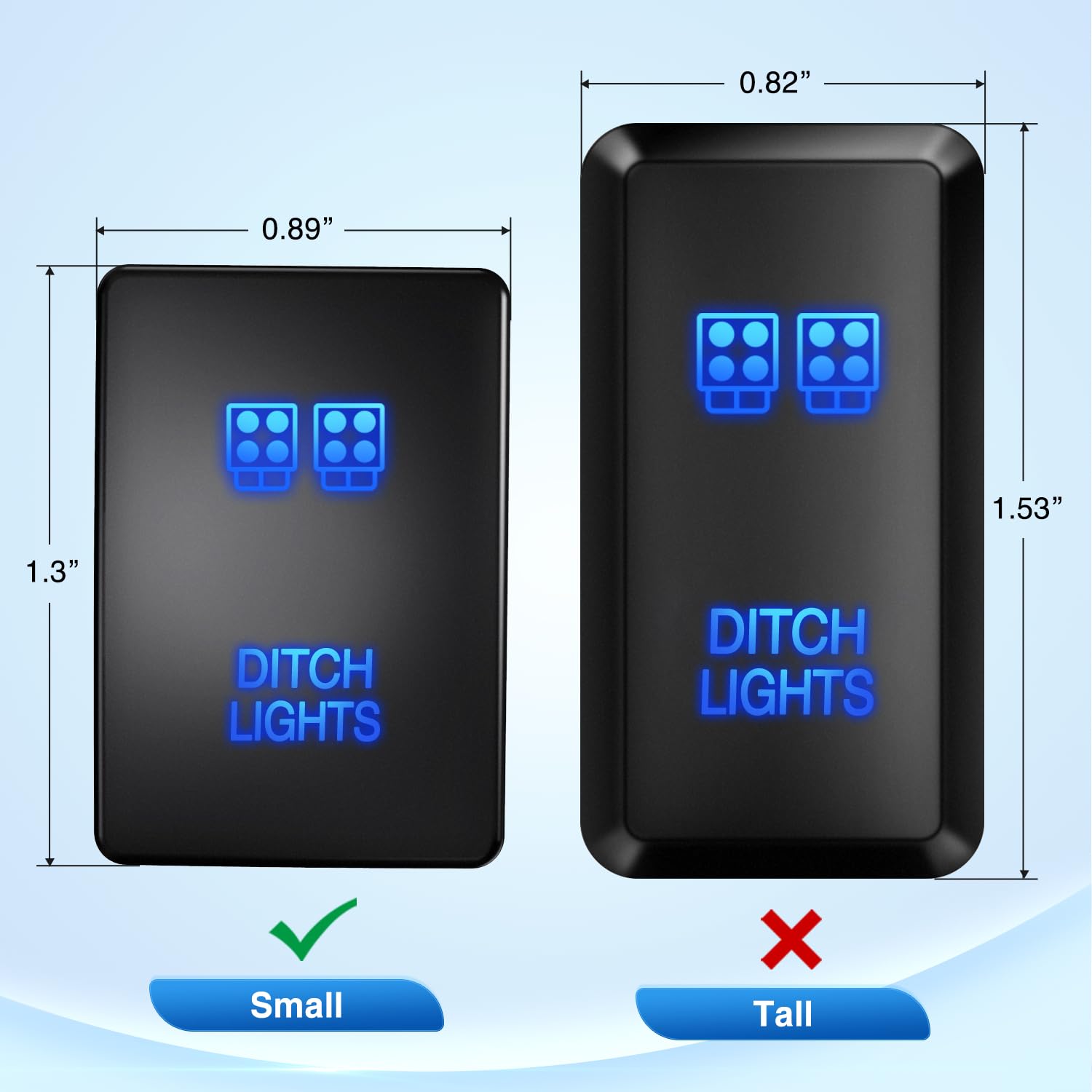 Nilight Ditch Lights Push Button Switch 12V ON Off Switch with Connector Wire Kit 1.28'' x 0.87'' Replacement for Toyota Sequoia