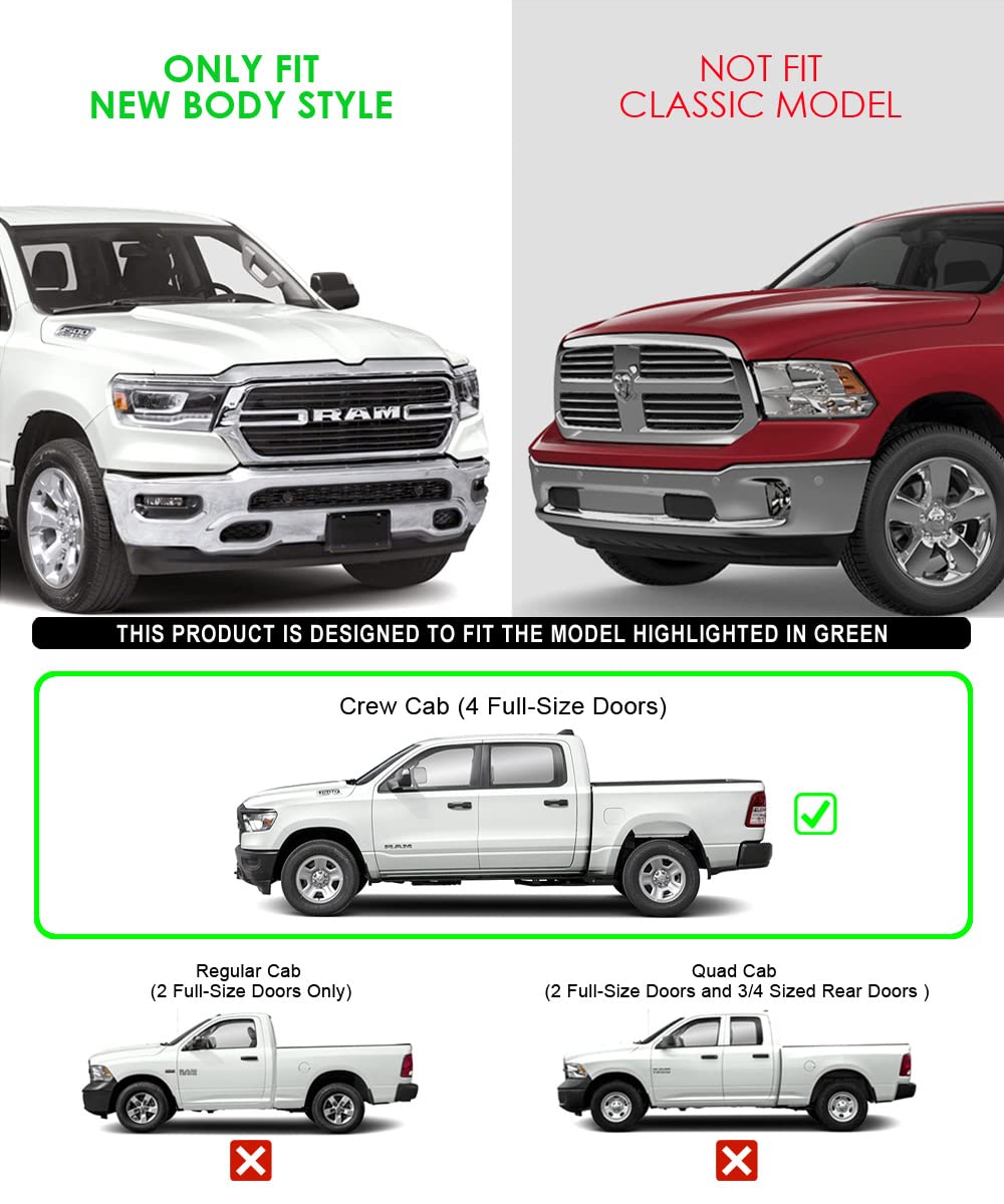 Aps Running Boards 5 Inches Compatible With Ram 1500 2019-2025 Crew Cab (Will Not Fit 2018 Previous Generation Build In 19-24) 3
