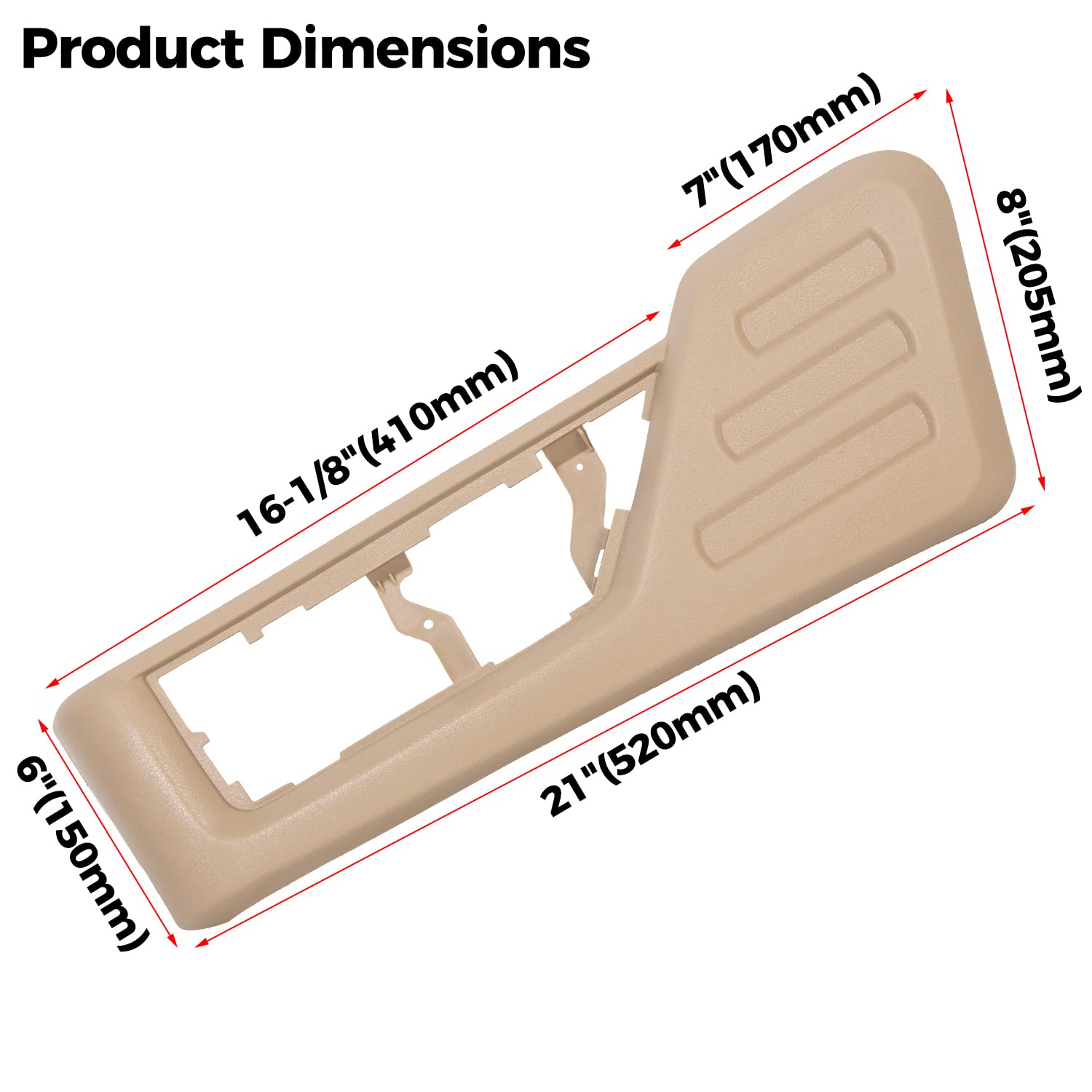ECOTRIC Tan Driver Seat Cushion Panel Trim for 2008-2010 Ford Super Duty, ABS Plastic, Replacement #8C3Z-2562187-BB