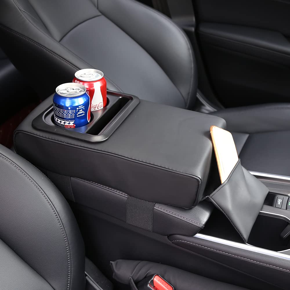 Auto Center Console Armrest Pillow, Memory Foam Car Armrest Cushion With Cup Holder And Phone Holder Storage Bag Universal For M