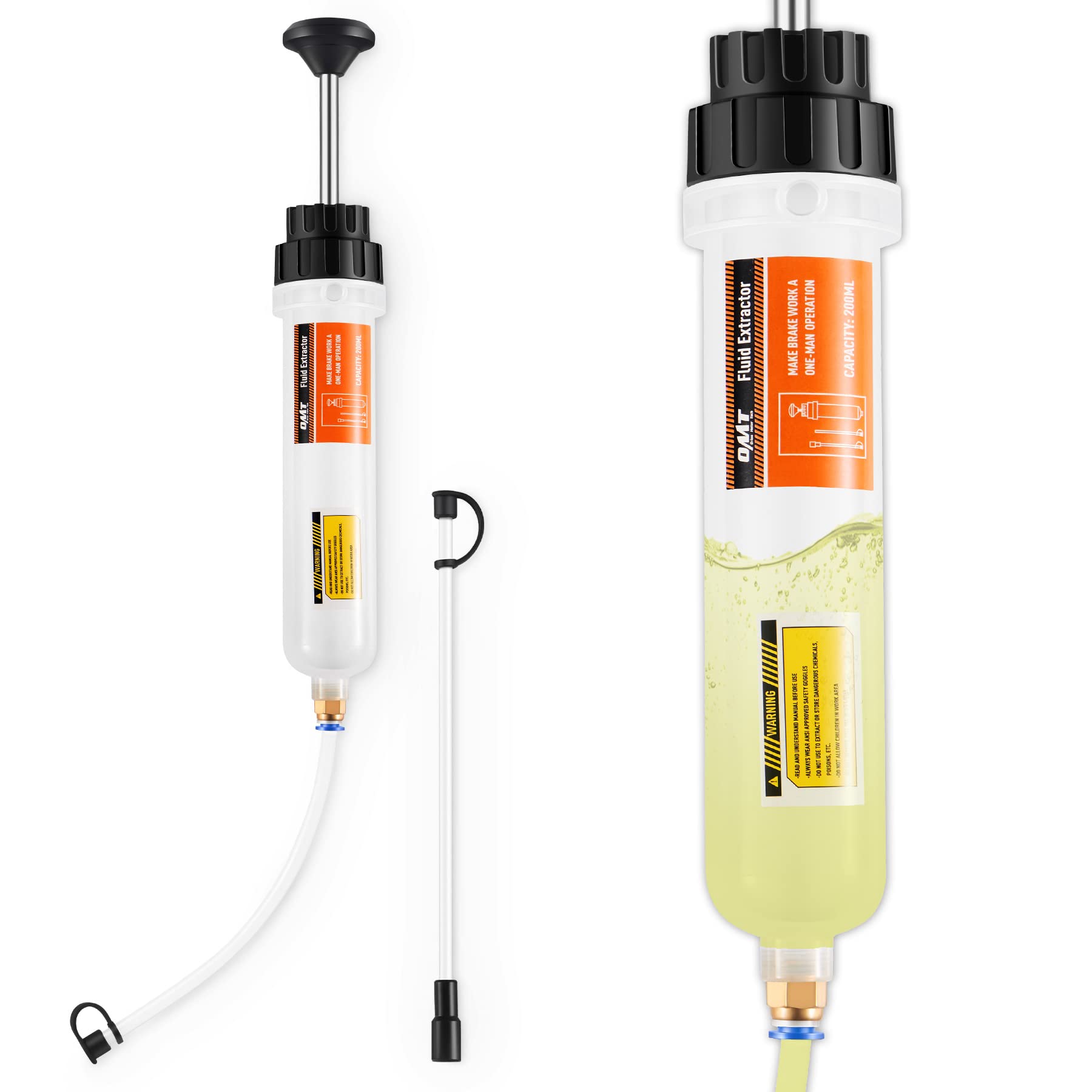 Omt 200Ml Manual Fluid Extractor And Filler, Syringe Style Pump For Power Steering Transmission Gear Oil & Brake Fluid Changes,