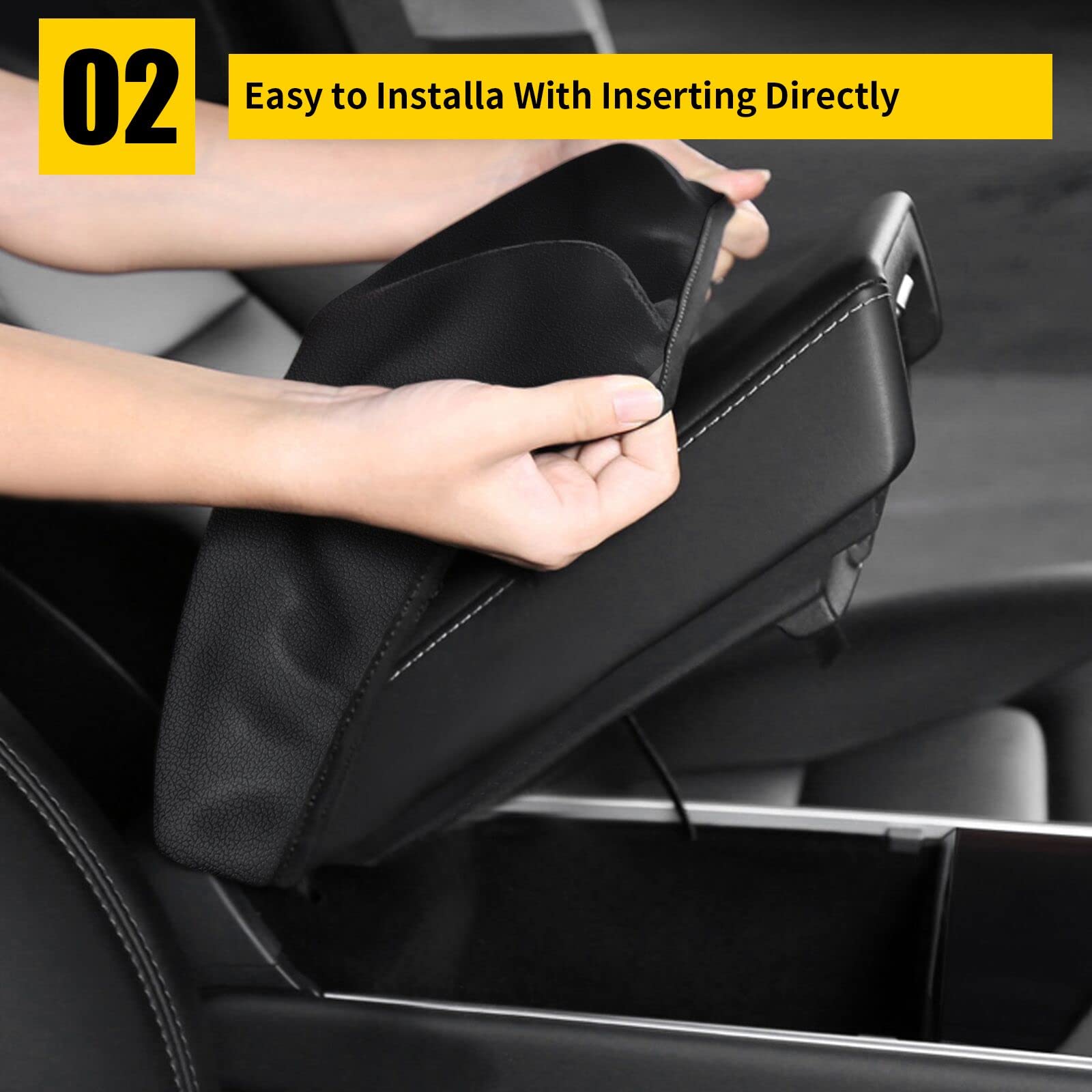 Aomsazto Armrest Cover For Civic Honda 2012-2015 Black Center Console Pad For Civic