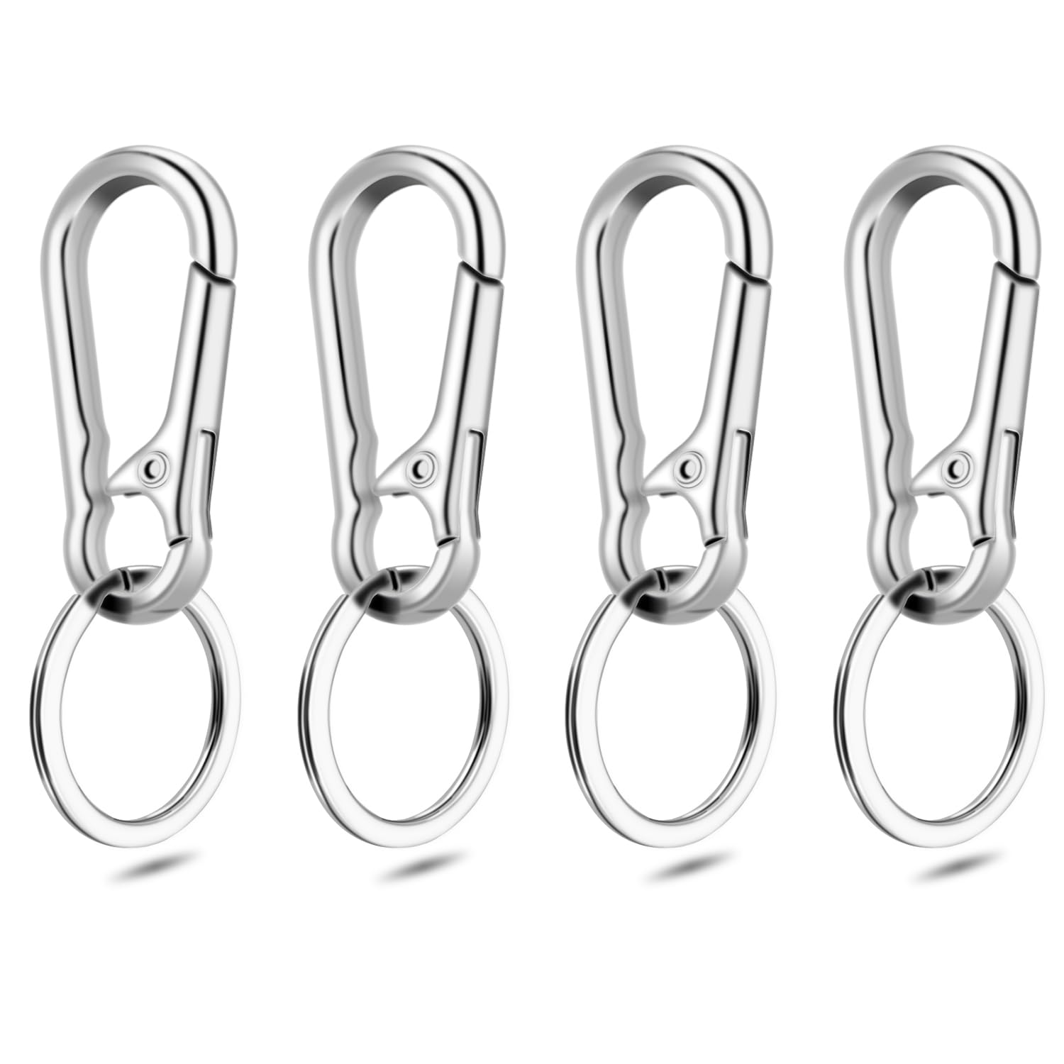 CooBigo 4Pack Small Keychain Rings, Metal Key Carabiner Clip, Mini EDC Key Ring Chain Holder Organizer for Purse Charm Hook, Car