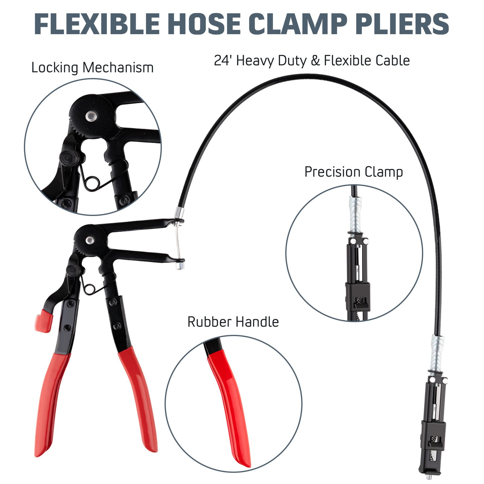 jiouxip 9PCS Hose Clamp Pliers Set, Long Reach Tool for Automotive Cooling Systems, Red, Model GSQ003