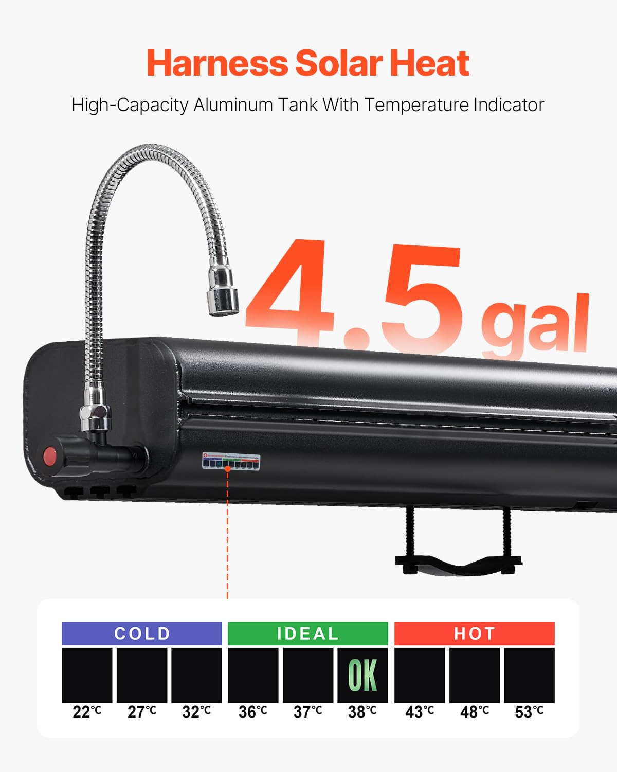 VEVOR Pressurized Water Tank, 4.5 Gal, Lightweight Aluminum Metal, Multi-Dispensing Outdoor Roof Rack Water Tank with 2 Splash-G