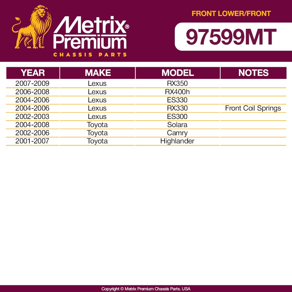 Metrix Premium Chassis Parts - 4 Pc Front Lower Control Arm & Front Sway Bar Stabilizer End Link Kit Fits 07-09 Lexus Rx350, 06-