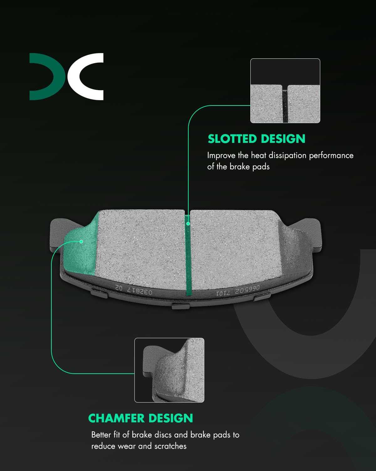 Scitoo Rear Disc Brake Pad Set 4Pcs W/Hardware Fit For Acura For Rdx 2019-2021,For Honda For Civic 2016-2023