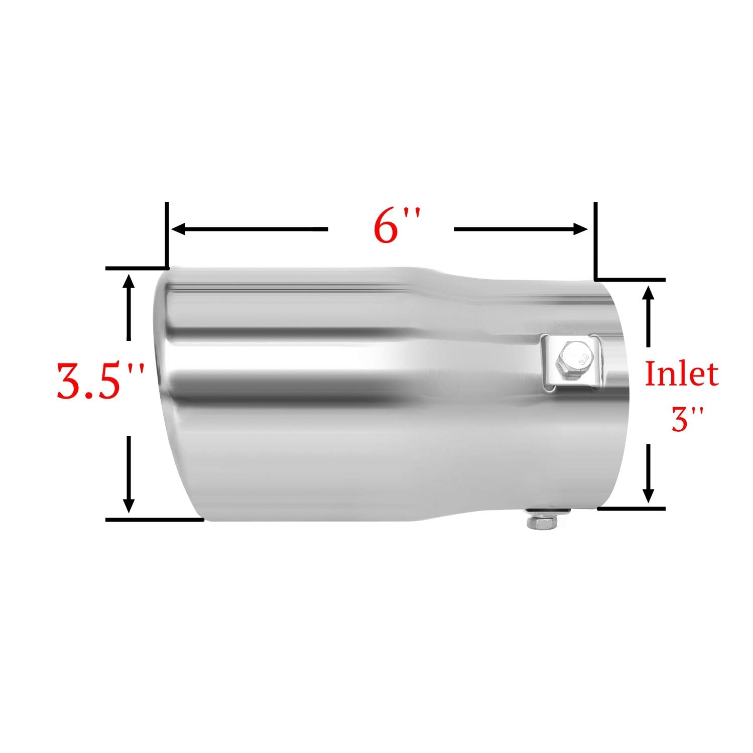 TriTrust Exhaust Tip, 2-2.75 inch inlet adjustable, Fit 2''/2.25''/2.5''/2.75'' Outer diameter Tailpipe, 3.5''Outlet 6''Long Muf