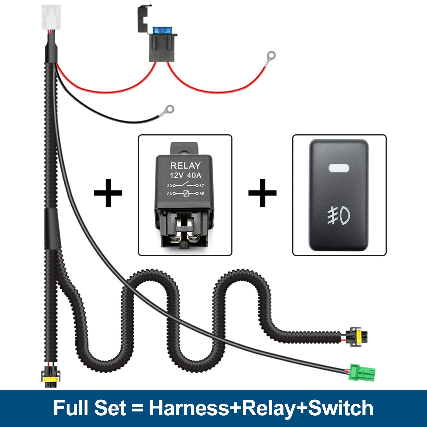 NSLUMO H8 Fog Light Wiring Harness Kit for 2005-2022 Toyota Tacoma, OEM Style Switch, 40A Relay, Copper Connector