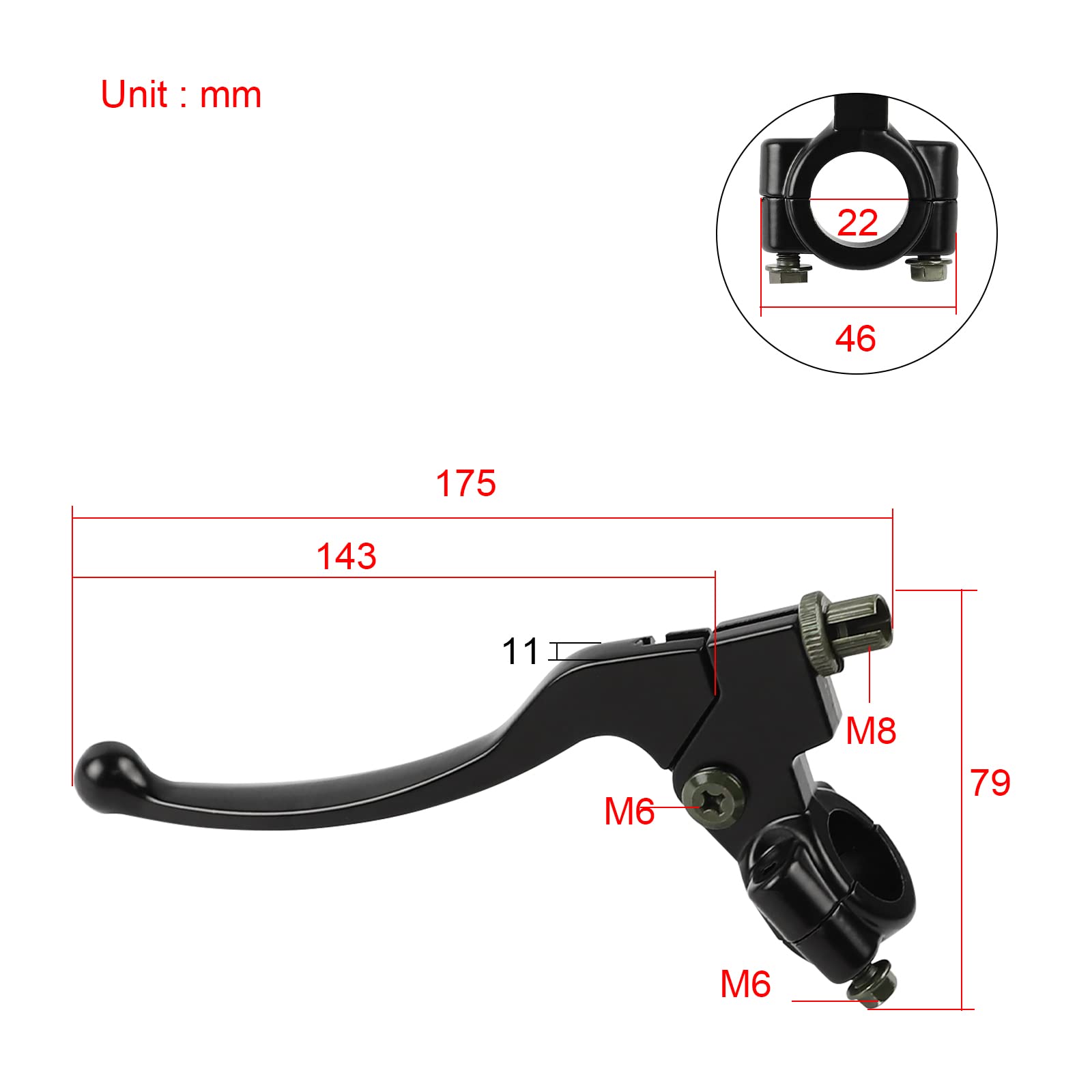 FLYPIG Brake Handle Levers Perch for Honda XR CRF 50 70 90cc 110cc 125cc - Black