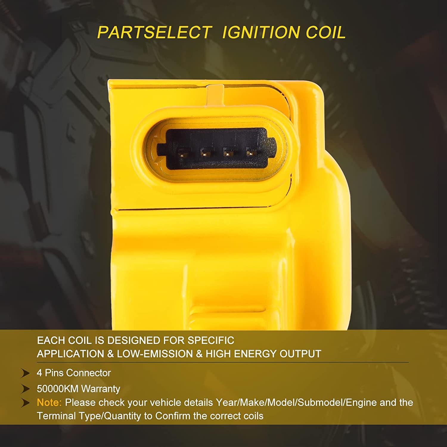Partselect 1Pc Square Ignition Coil Pack Uf413 Replacement For Chevy Cadillac Gmc Avalanche Silverado Suburban Express Tahoe Imp