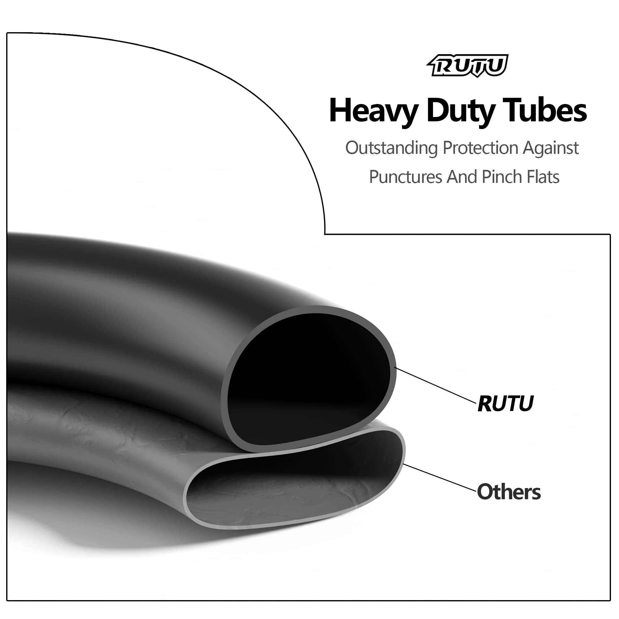 RUTU 12.5x2.75 Inner Tube & Bike Tire Set - Compatible with Scooter, Kids Dirt Bikes, 12 1/2 x2 3/4 - Heavy Duty Scooter Tire Tu