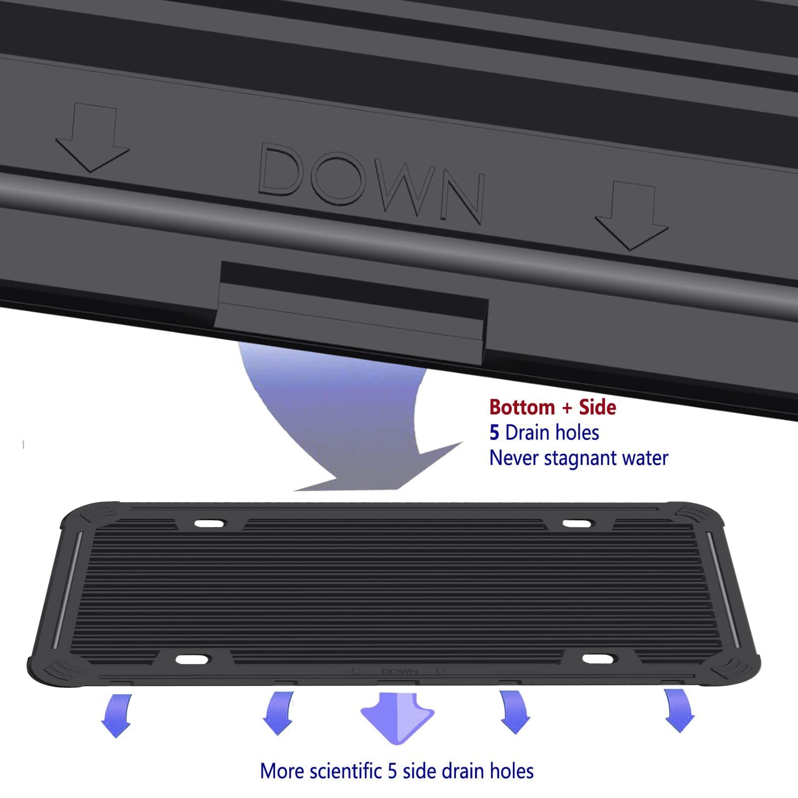 Aootf Silicone License Plate Frame - 1 Pack Black License Plate Frame,Front Or Rear Cover Slim Holder With Screws, Black Screw C