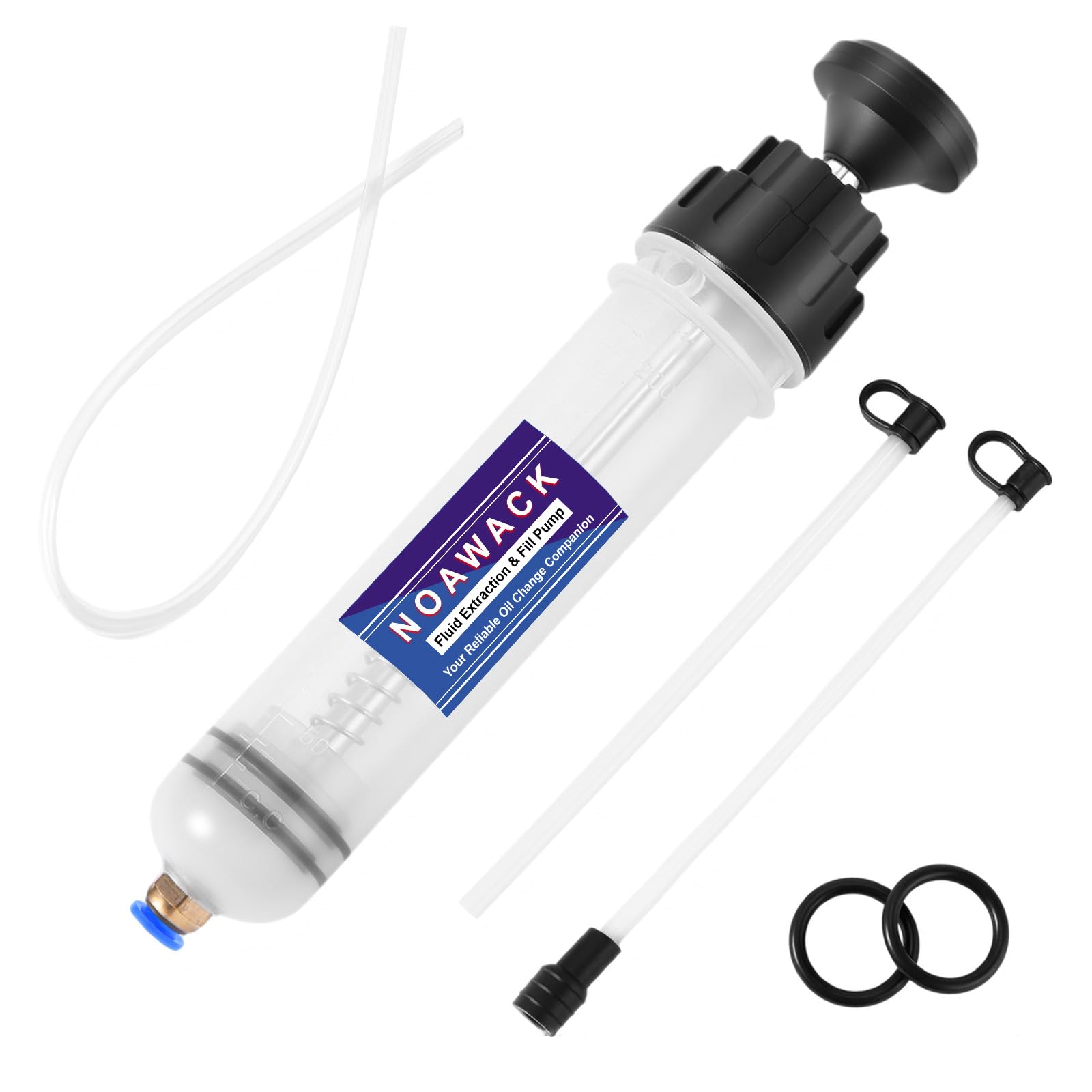Noawack Fluid Extractor Pump, Manual Oil Extractor for Cars, ATVs & Lawn Mowers - Oil Transfer Pump with Flexible Hoses, Brake/T