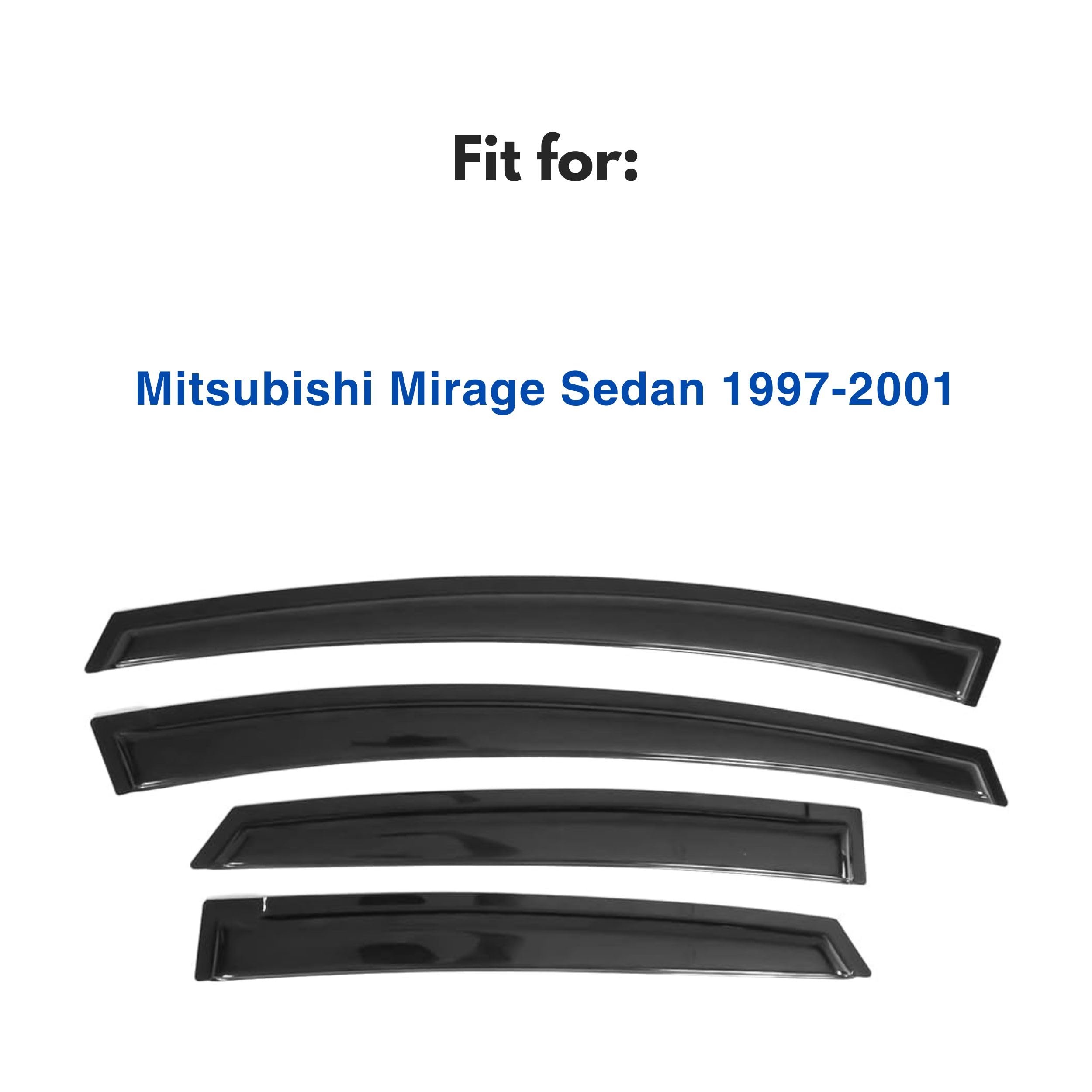 Ig Window Visor For Mitsubishi Mirage Sedan 1997-2001, Rain Guard Tape-On Extra Durable Sun Wind Side Vent Window Deflector, 199