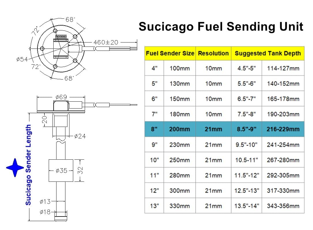 Sucicago Fuel Sender Marine For Truck Vehicle 240-33Ohms 5''(130Mm) Boat Fuel Level Sending Unit Fuel Gauge Sending Unit