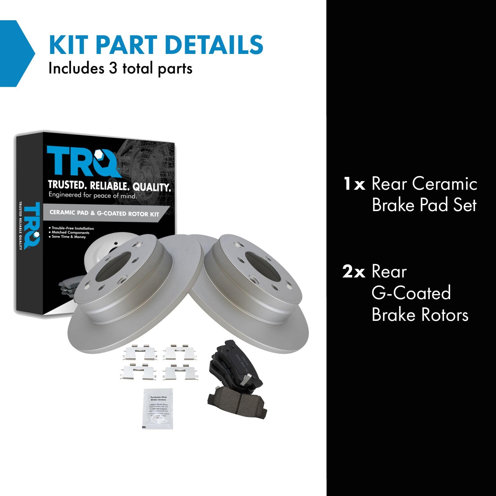 Trq Rear Brake Pad & Rotor Kit Brake Pads Brake Rotor Ceramic Premium G-Coated Compatible With 2009 Hyundai Azera 2006-2008 Sona