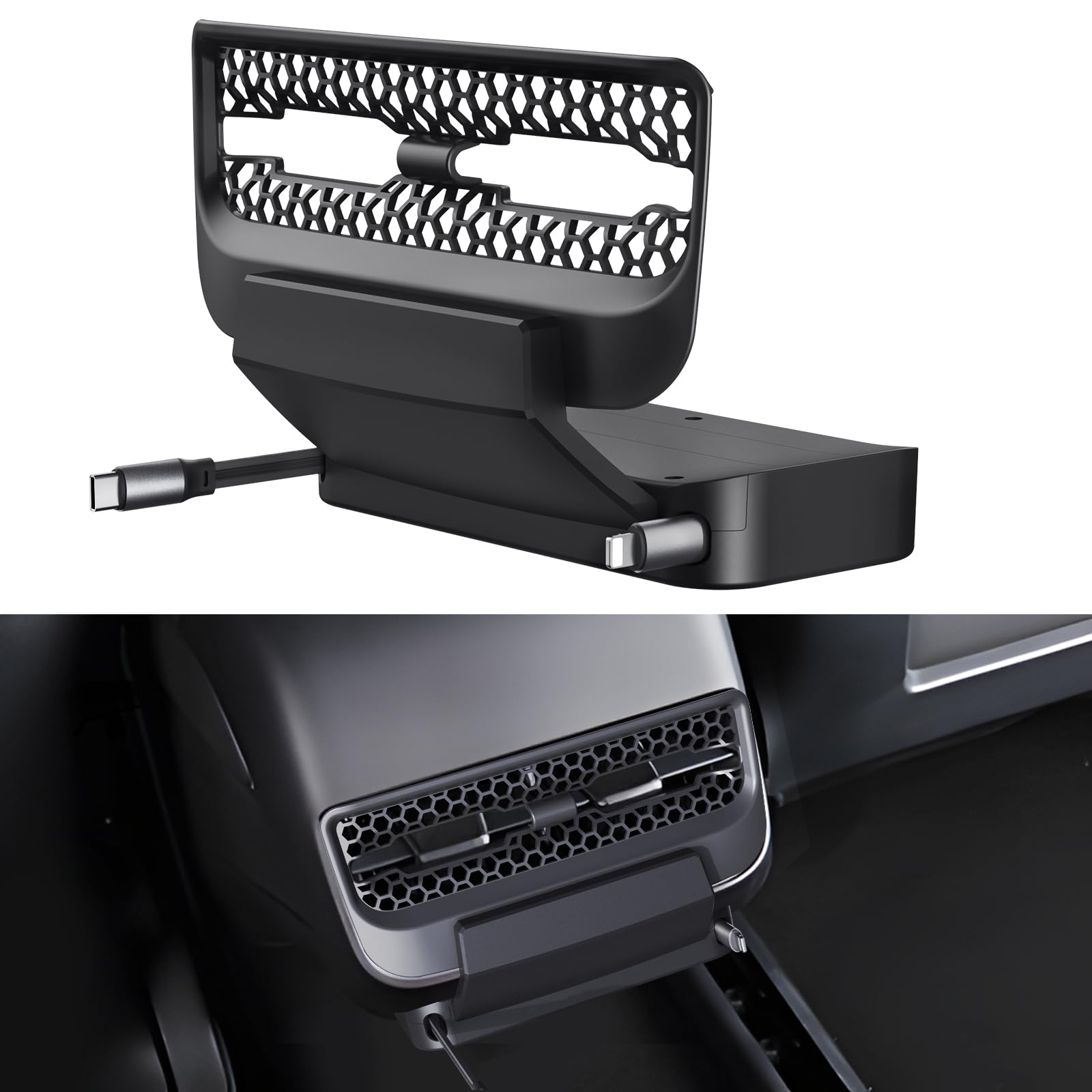 Retractable Cord Car Phone Charger Compatible Only with Tesla Model 3 Model Y 2021 2022 2023 2024, THELIFELICIOUS Rear Air Outle