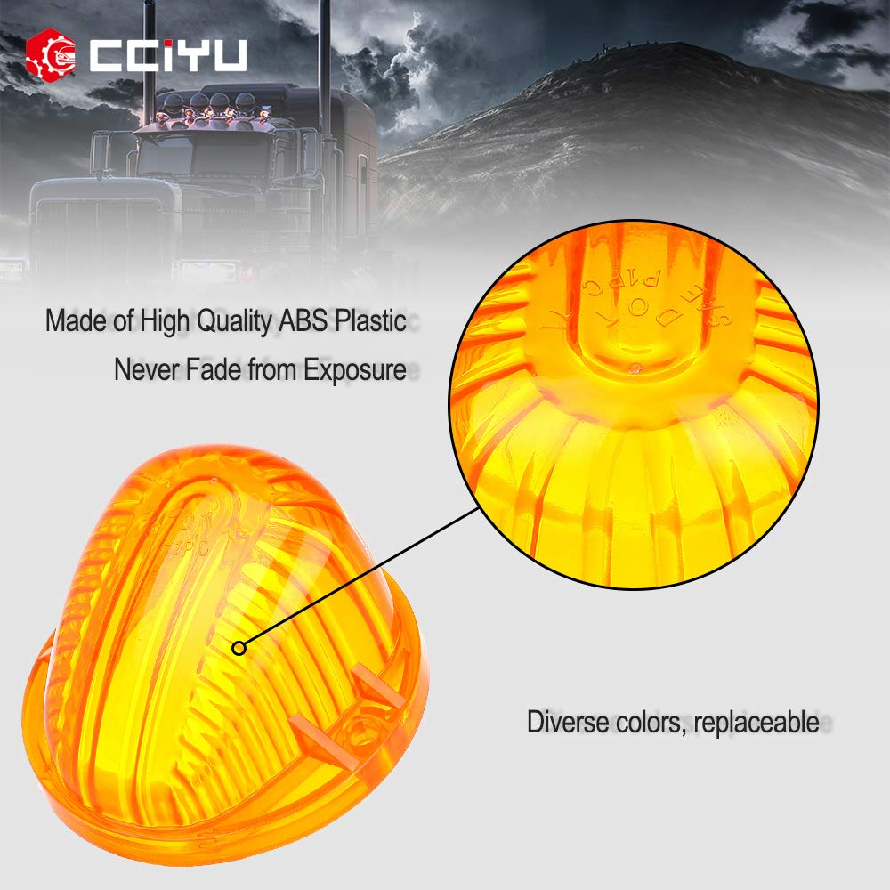 Cciyu 5 Amber Round-Shape Cab Marker Light 9069A Lens For Chevrolet Truck Pickup 1973-1991 For Chevrolet K30 Pickup K20 Suburban