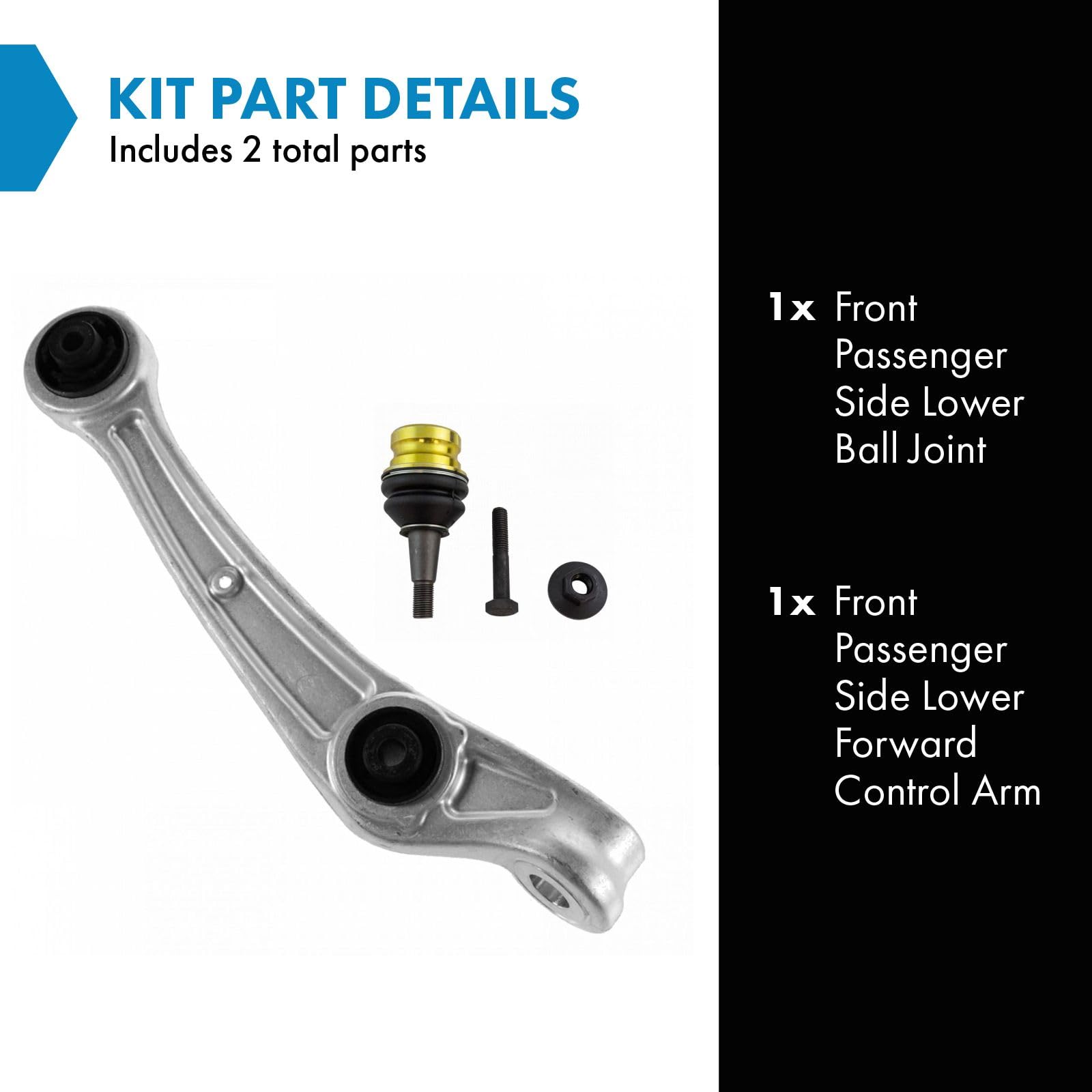 Trq Front Right Lower Forward Control Arm With Ball Joint Passenger Side Compatible With 2009-2012 Audi A4 A4 Quattro 2010-2011